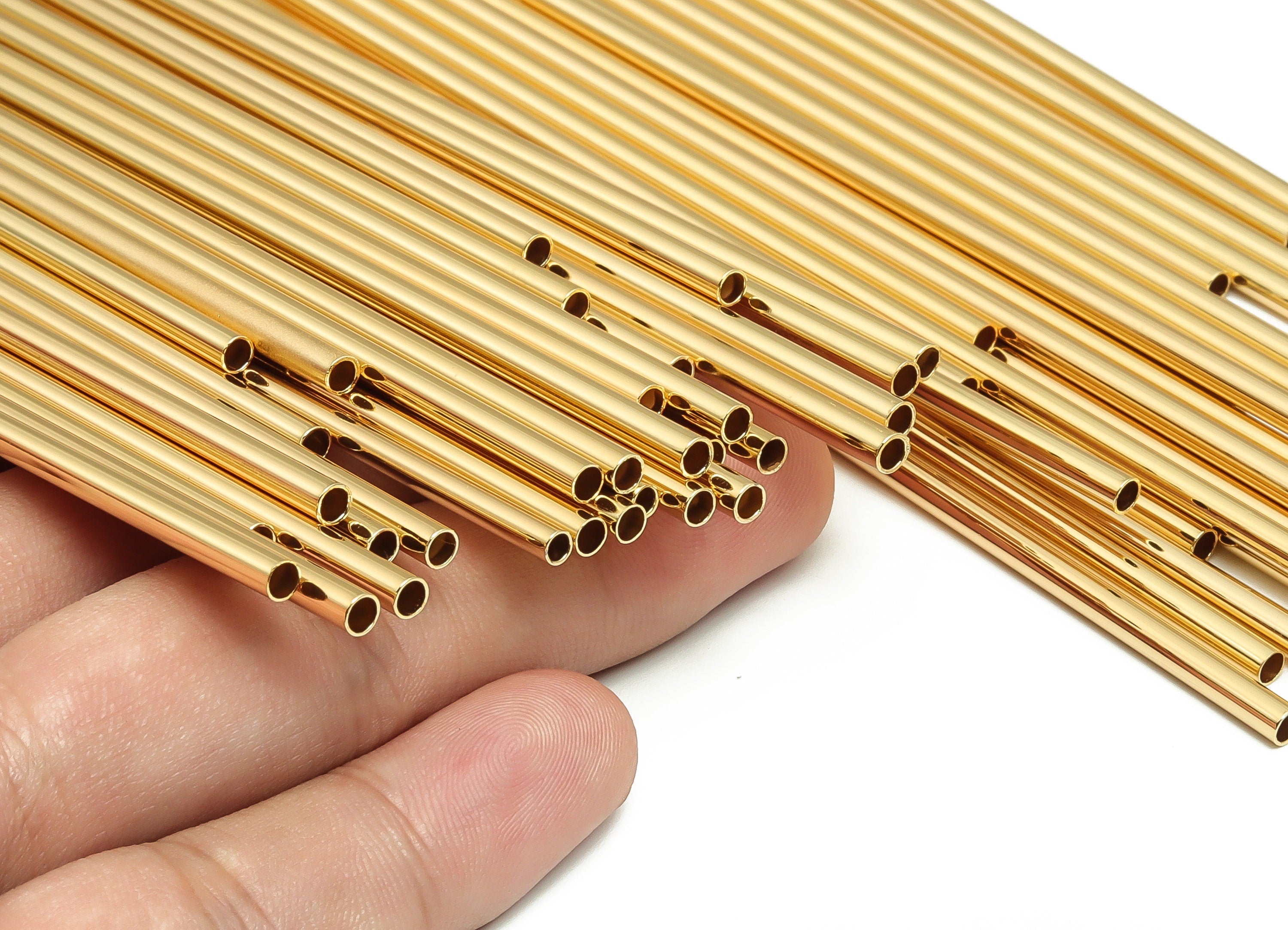 Brass Himmeli Tubes -Brass Himmeli DIY Tube Beads - Geometric Shapes - For Air Plants - 18k Real Gold Plated Brass -3x0.2x225mm- RGP4050-225 - DOMEDBAZAAR