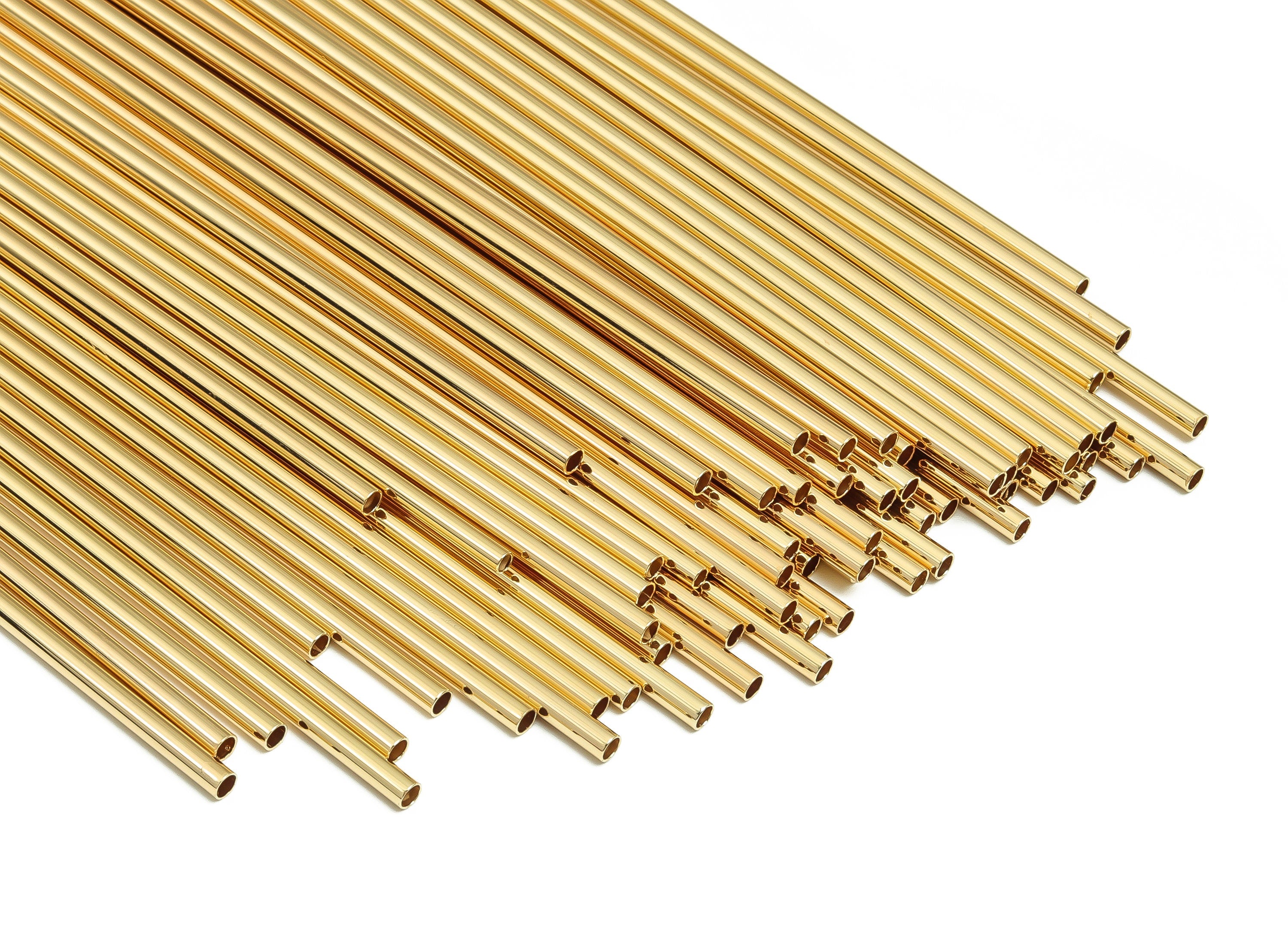 Brass Himmeli Tubes -Brass Himmeli DIY Tube Beads - Geometric Shapes - For Air Plants - 18k Real Gold Plated Brass -3x0.2x275mm- RGP4050-275 - DOMEDBAZAAR