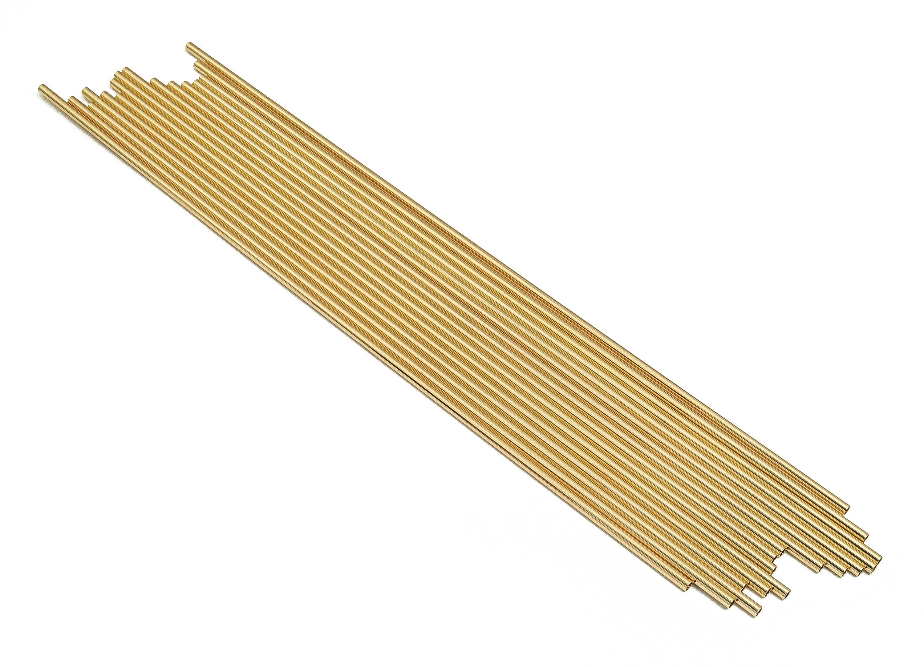 Brass Himmeli Tubes -Brass Himmeli DIY Tube Beads - Geometric Shapes - For Air Plants - 18k Real Gold Plated Brass-3.5x0.2x300mm-RGP4051-300 - DOMEDBAZAAR
