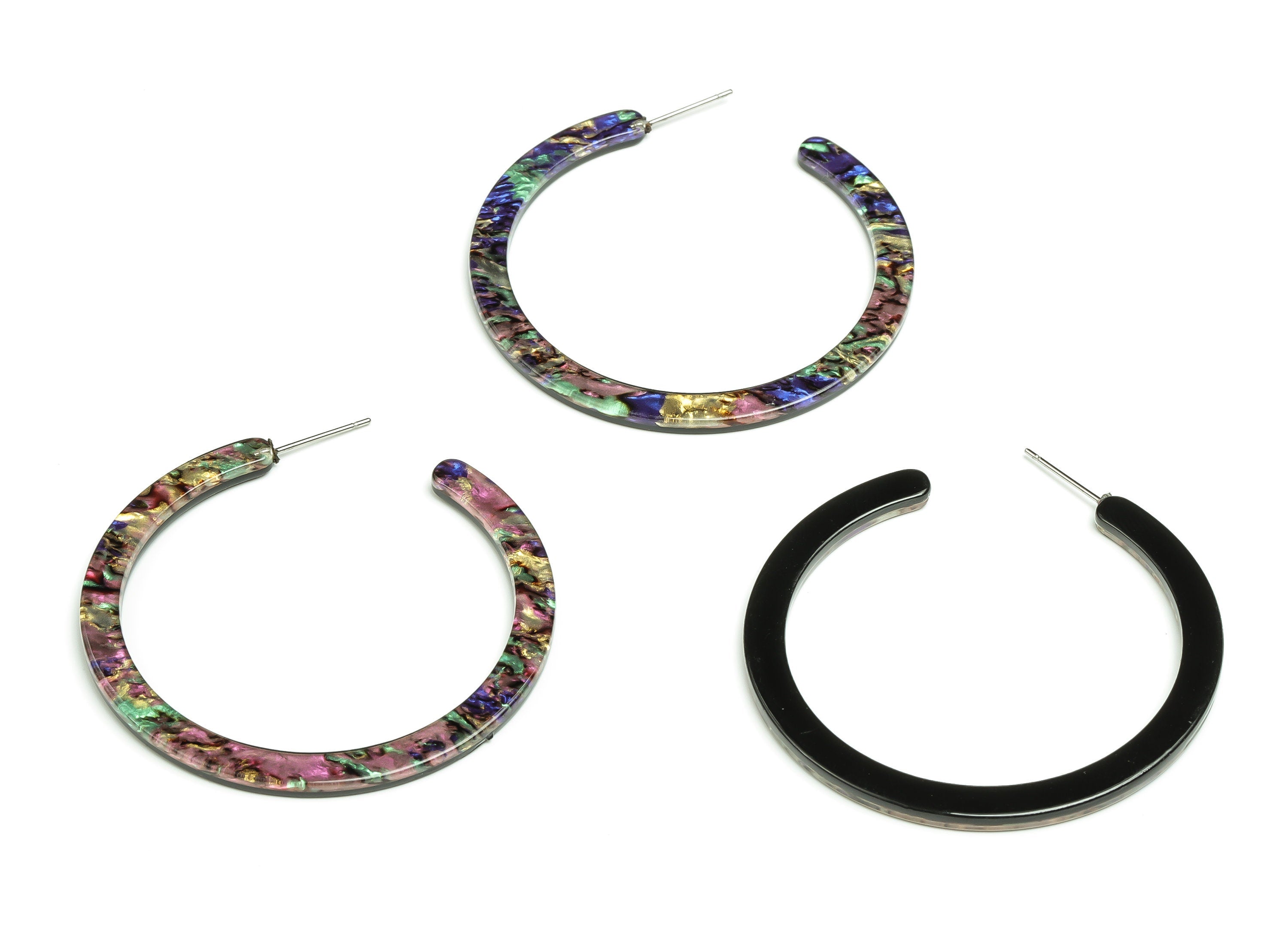 Open Hoop Earrings Stud - 2 inch Hoop Earring - Mix Color Round Earring Post - Color Code: A652 - 50.31x49.87x2.62mm - AC1836-A652 - DOMEDBAZAAR