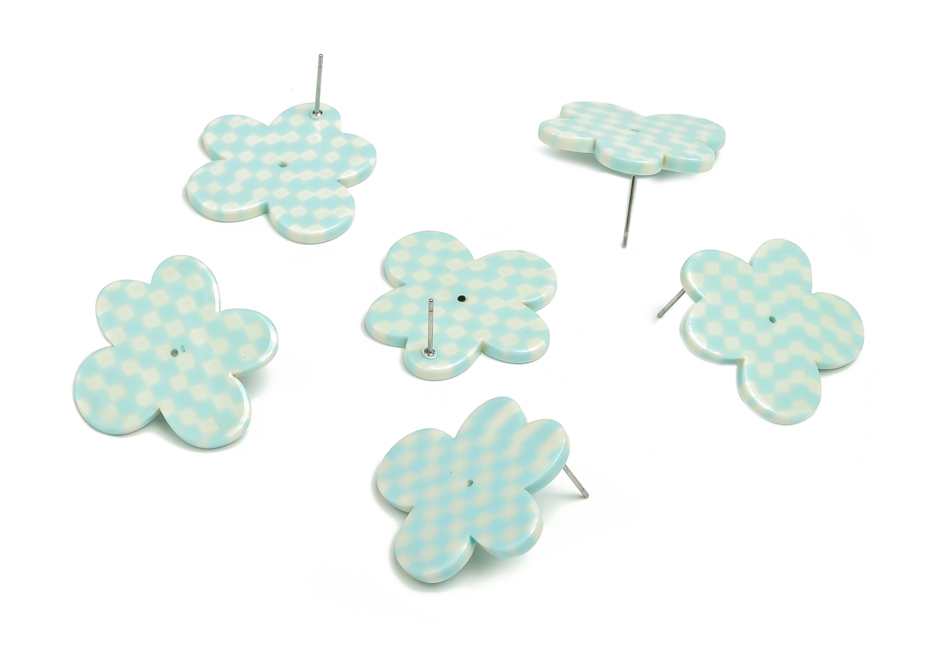 Acetate Flower Earring Stud - Flower Earring Post - Earring Post - Jewelry Supplies - Color Code: A703 - 29.55x2.49x2.51mm - AC2335-A703 - DOMEDBAZAAR