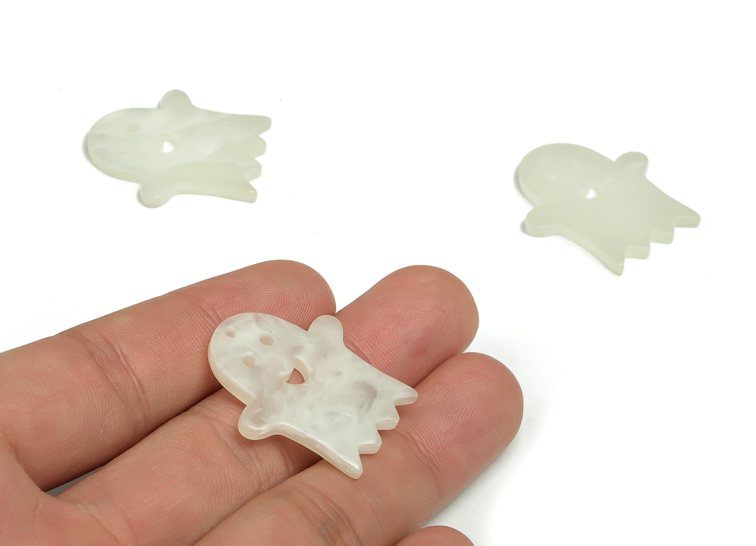 Acrylic Ghost Charm – Ghost Pendant - Halloween Charms – Spooky Charm - Jewelry Supplies – Color Code: A704 –28.01x2.38mm - AC2340-A704 - DOMEDBAZAAR