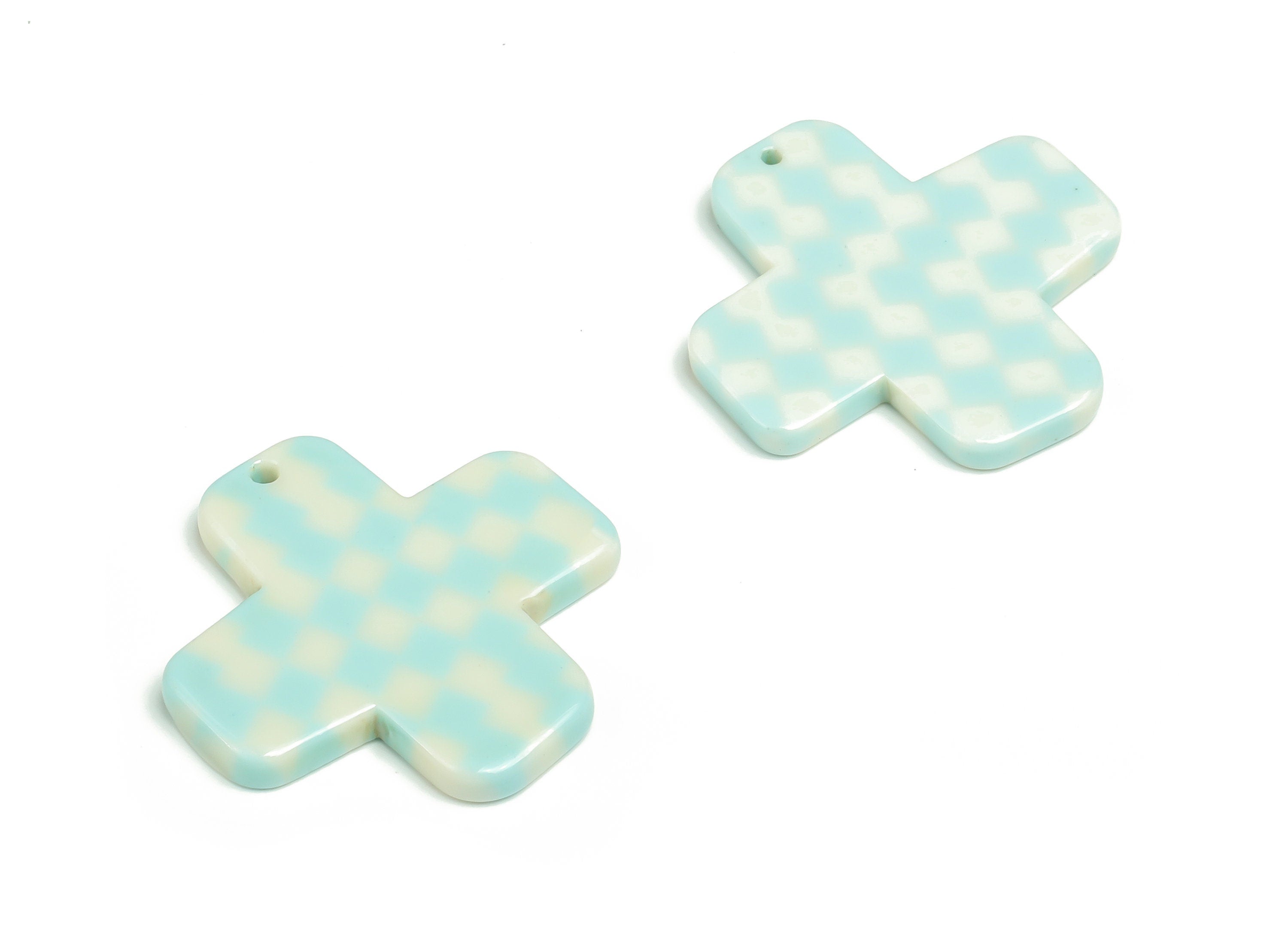Acetate Cross Earring Charms - Acetate Cross Pendant - Jewelry Making Supplies - Color Code: A703 - 24.44x24.07x2.48mm - AC2332-A703 - DOMEDBAZAAR