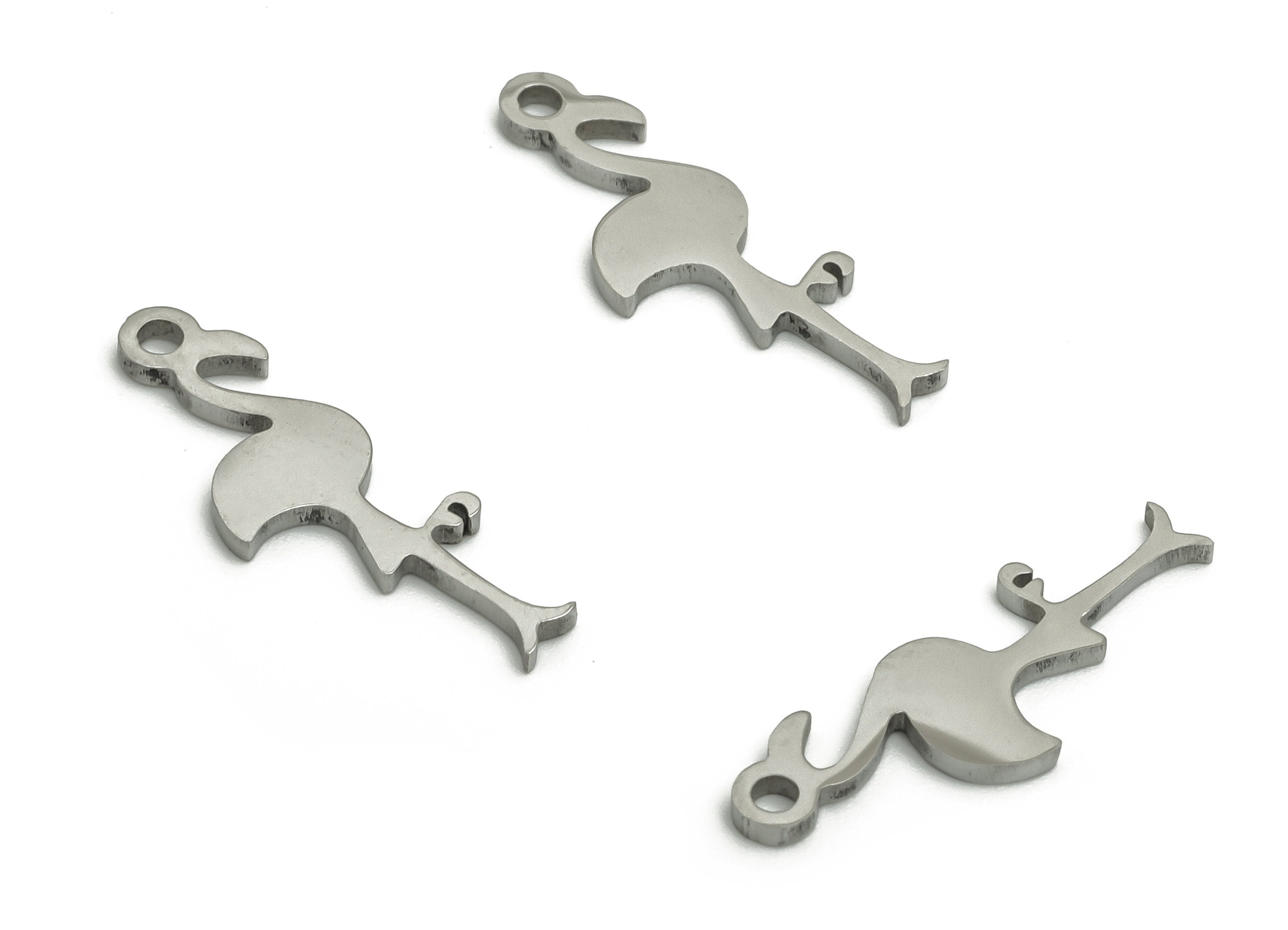 Stainless Steel Flamingo Earring Charms - Stainless Steel Flamingo Dangle Pendant - Jewelry Making Supplies - 17.81x6.1x0.92mm - SS1249 - DOMEDBAZAAR