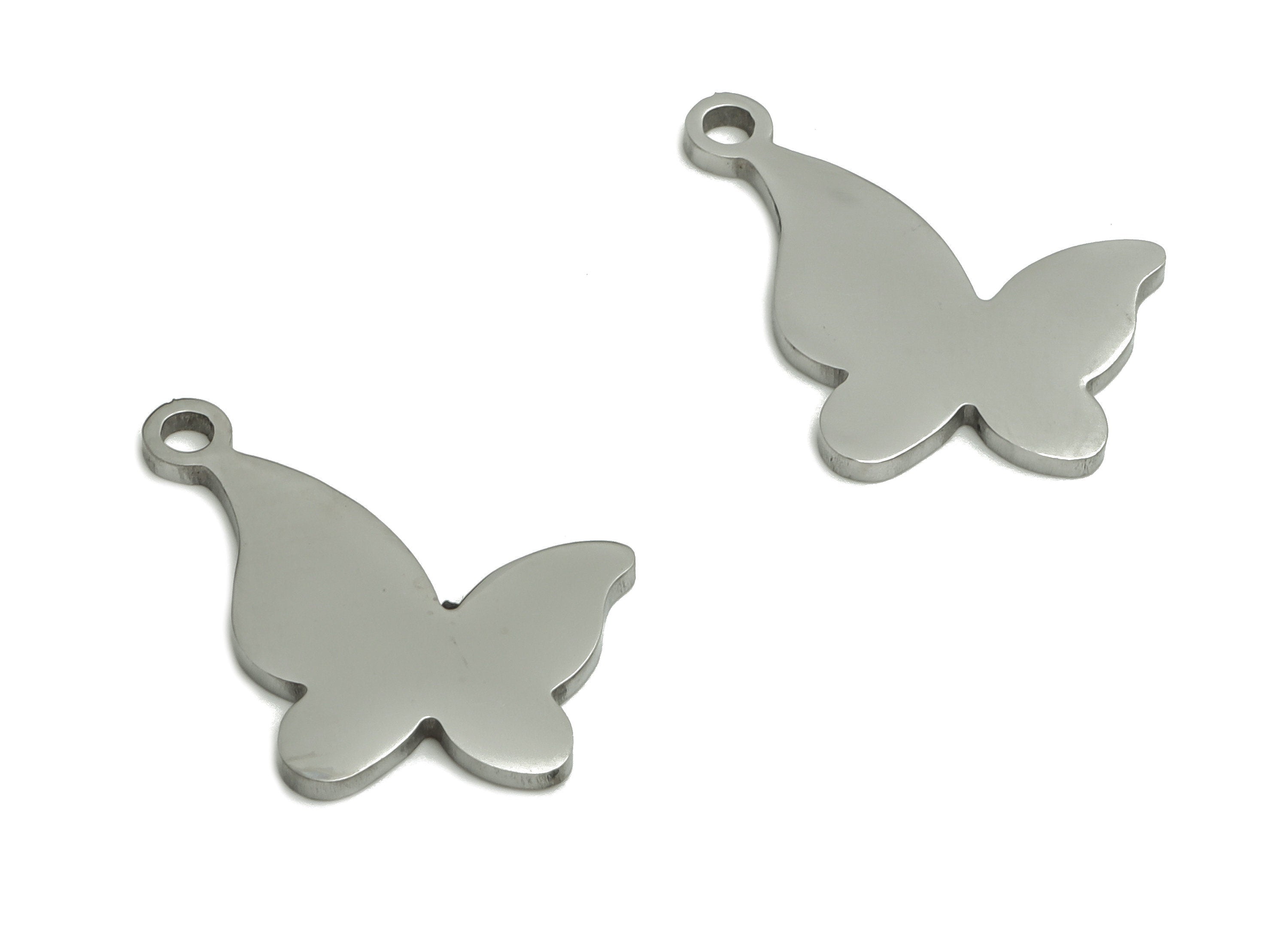 Stainless Steel Butterfly Earring Charms - Stainless Butterfly Pendant - Jewelry Making Supplies - 17.53x14.08x0.95mm - SS1253 - DOMEDBAZAAR
