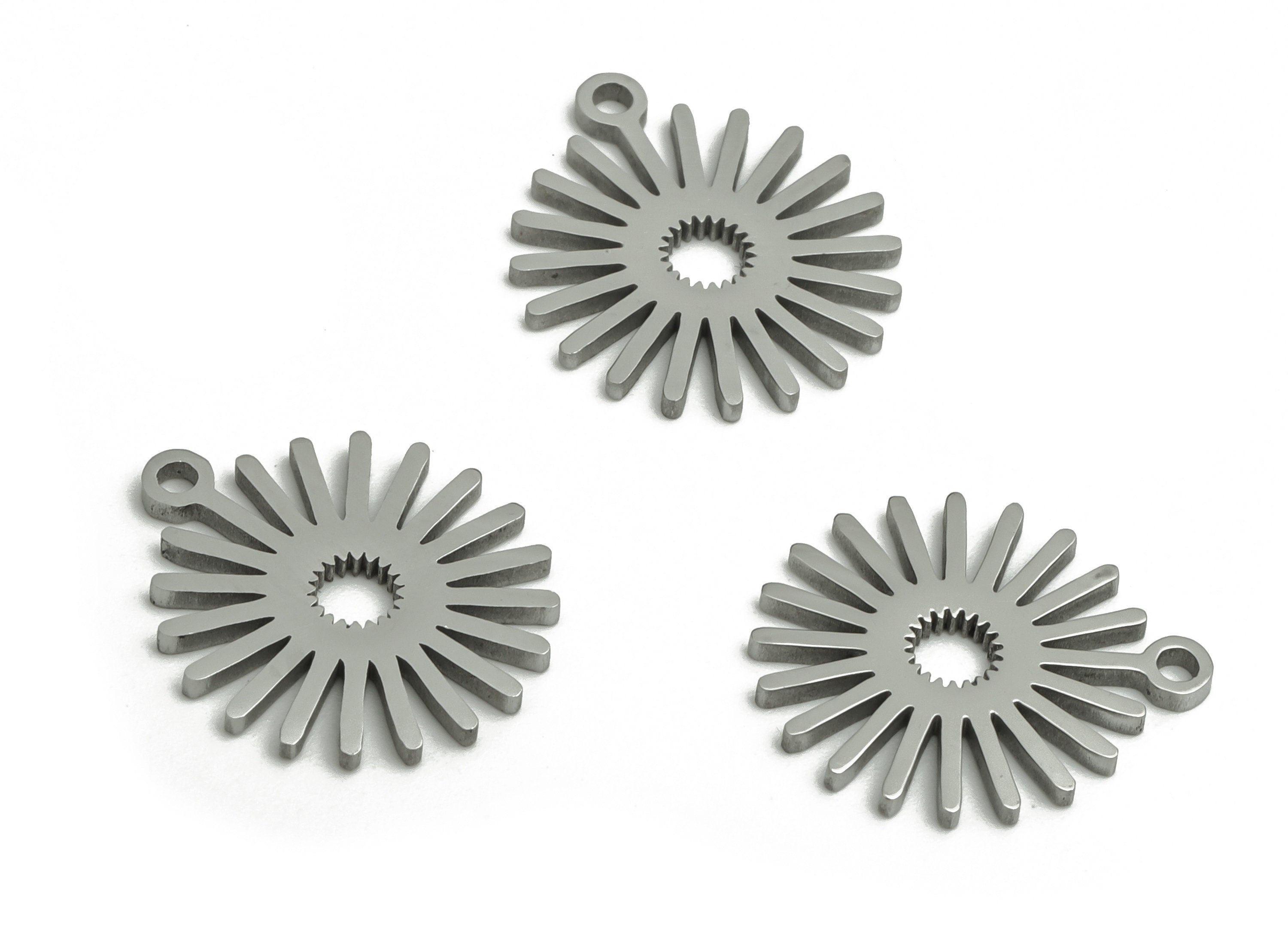 Stainless Steel Sun Earring Charms - Stainless Steel Sunburs Pendant - Jewelry Making Supplies - 14.42x12.64x0.94mm - SS1277 - DOMEDBAZAAR