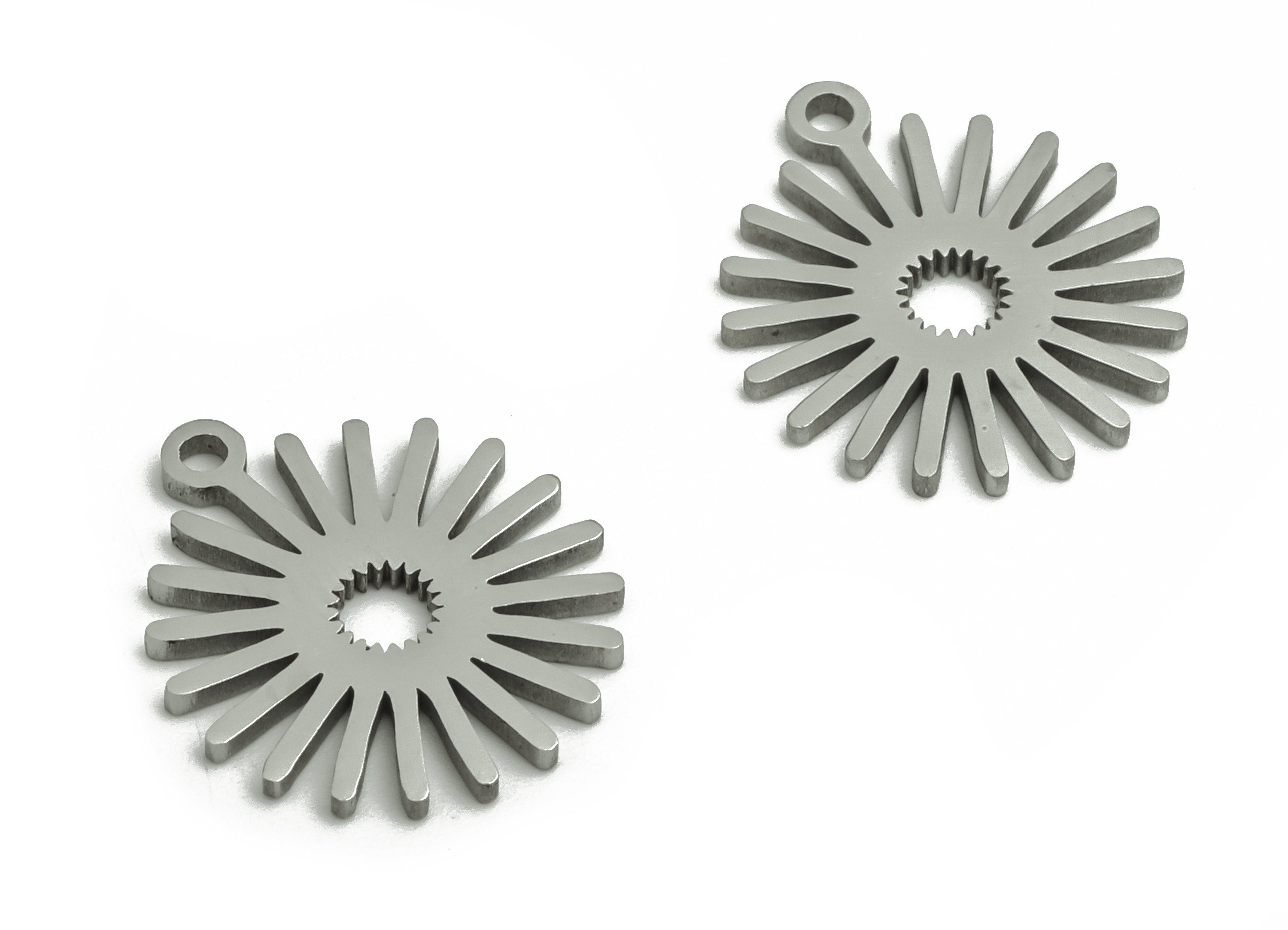 Stainless Steel Sun Earring Charms - Stainless Steel Sunburs Pendant - Jewelry Making Supplies - 14.42x12.64x0.94mm - SS1277 - DOMEDBAZAAR