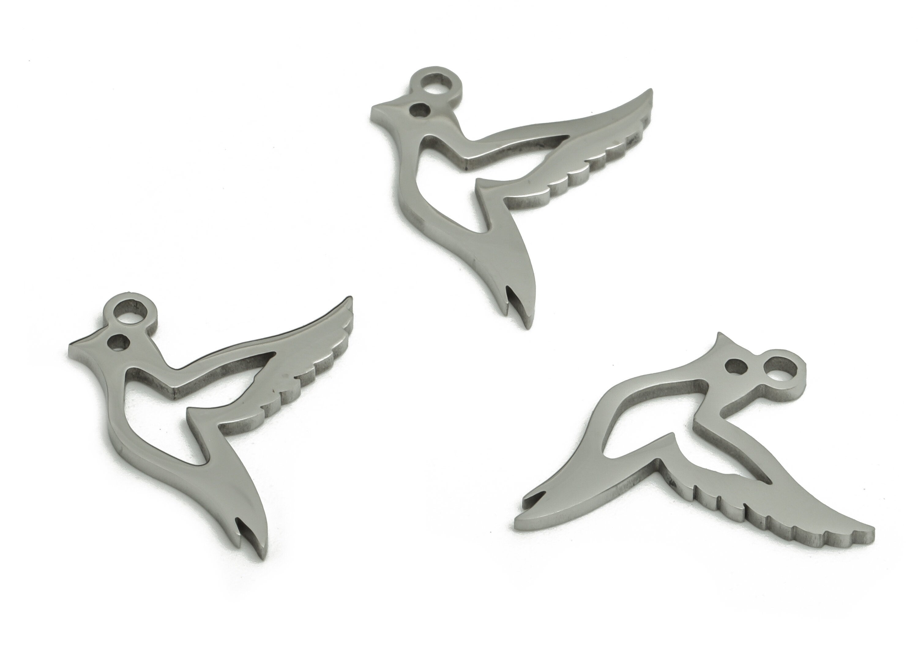 Stainless Steel Bird Earring Charms - Stainless Steel Bird Pendant - Jewelry Making Supplies - 16.64x13.89x0.9mm - SS1299 - DOMEDBAZAAR