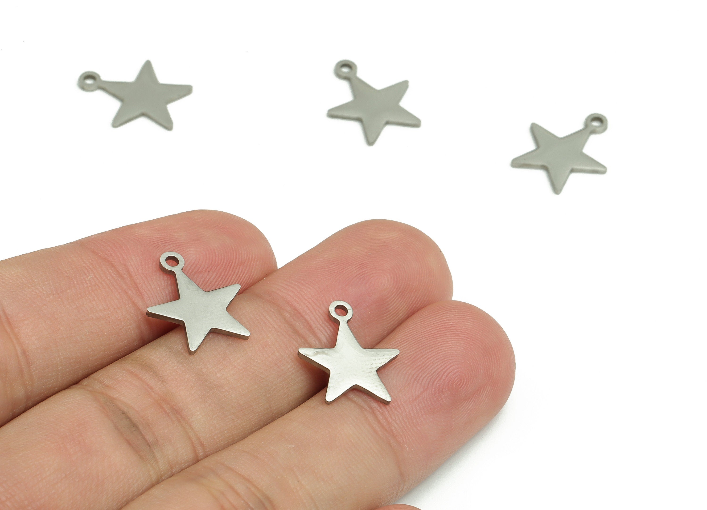 Stainless Steel Star Earring Charms - Stainless Steel Star Pendant - Jewelry Making Supplies - 15.01x12.6x0.95mm - SS1270 - DOMEDBAZAAR