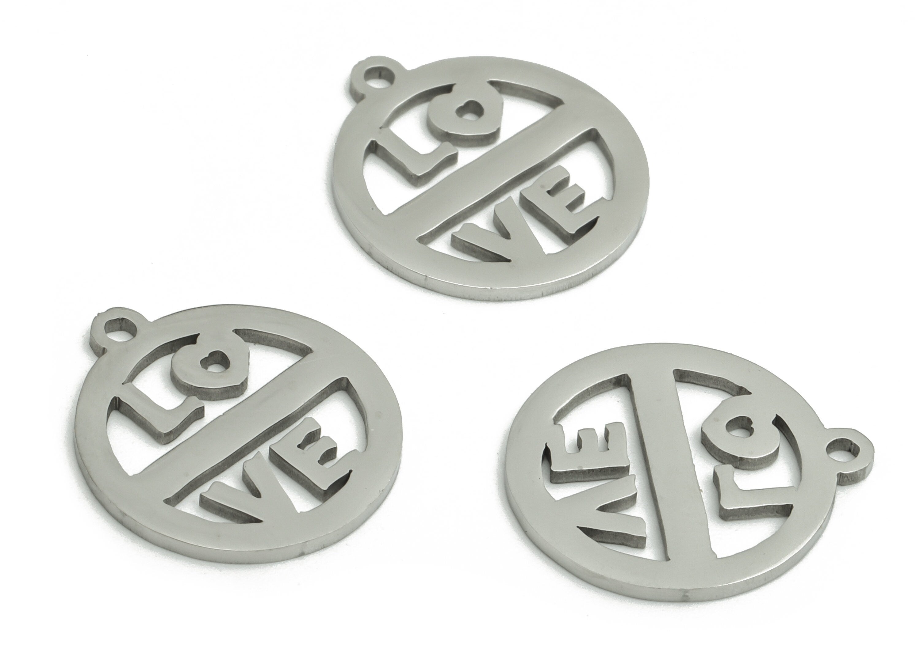 Customized Stainless Steel Charm - Personalized Stainless Steel Round Phrase Pendant - Custom Handwriting Keyring - 17.2x15.3x1mm - SS1287 - DOMEDBAZAAR