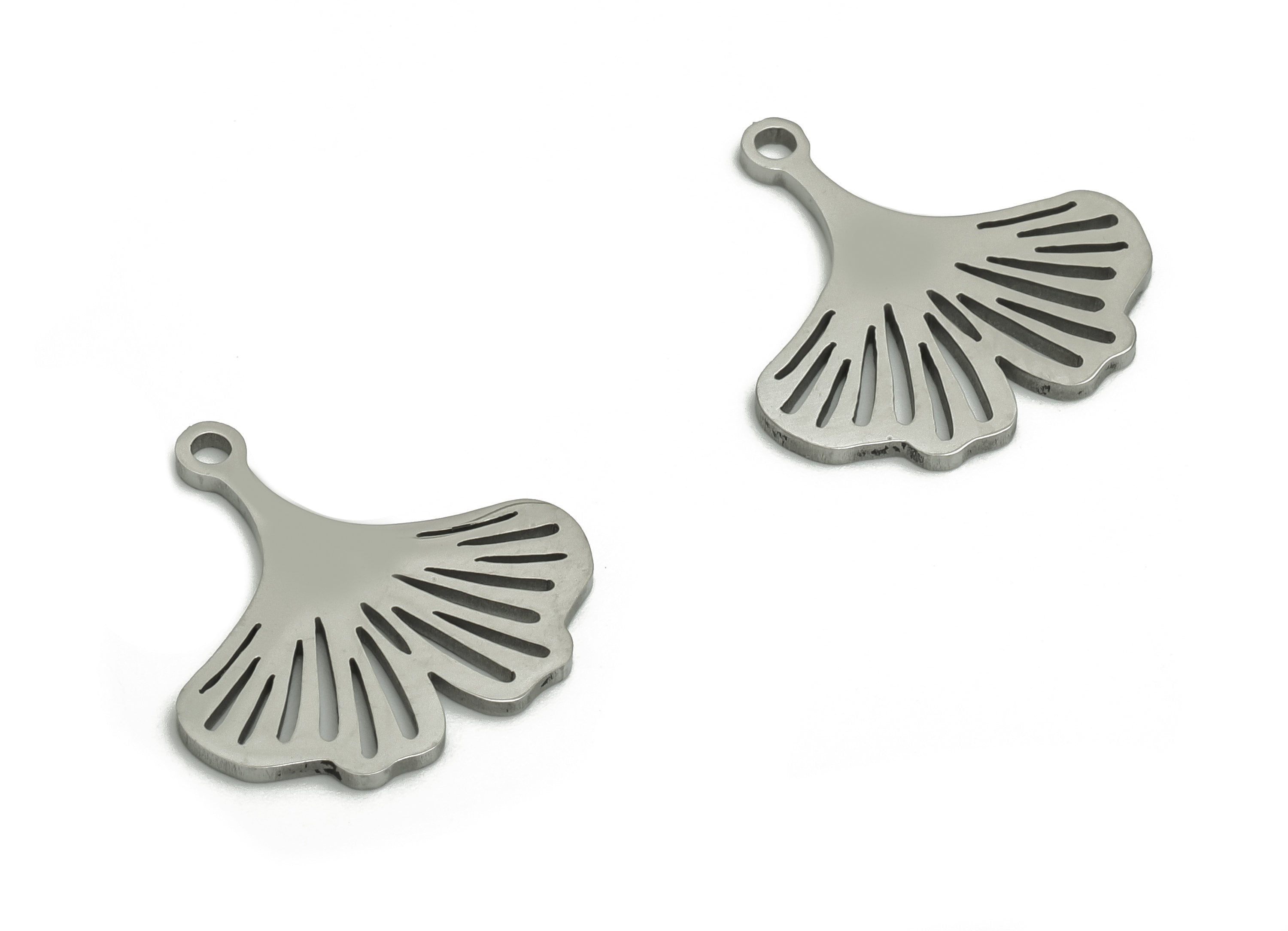 Stainless Steel Ginko Leaf Earring Charms - Stainless Steel Leaf Pendant - Jewelry Making Supplies - 17.32x17.1x0.9mm - SS1284 - DOMEDBAZAAR