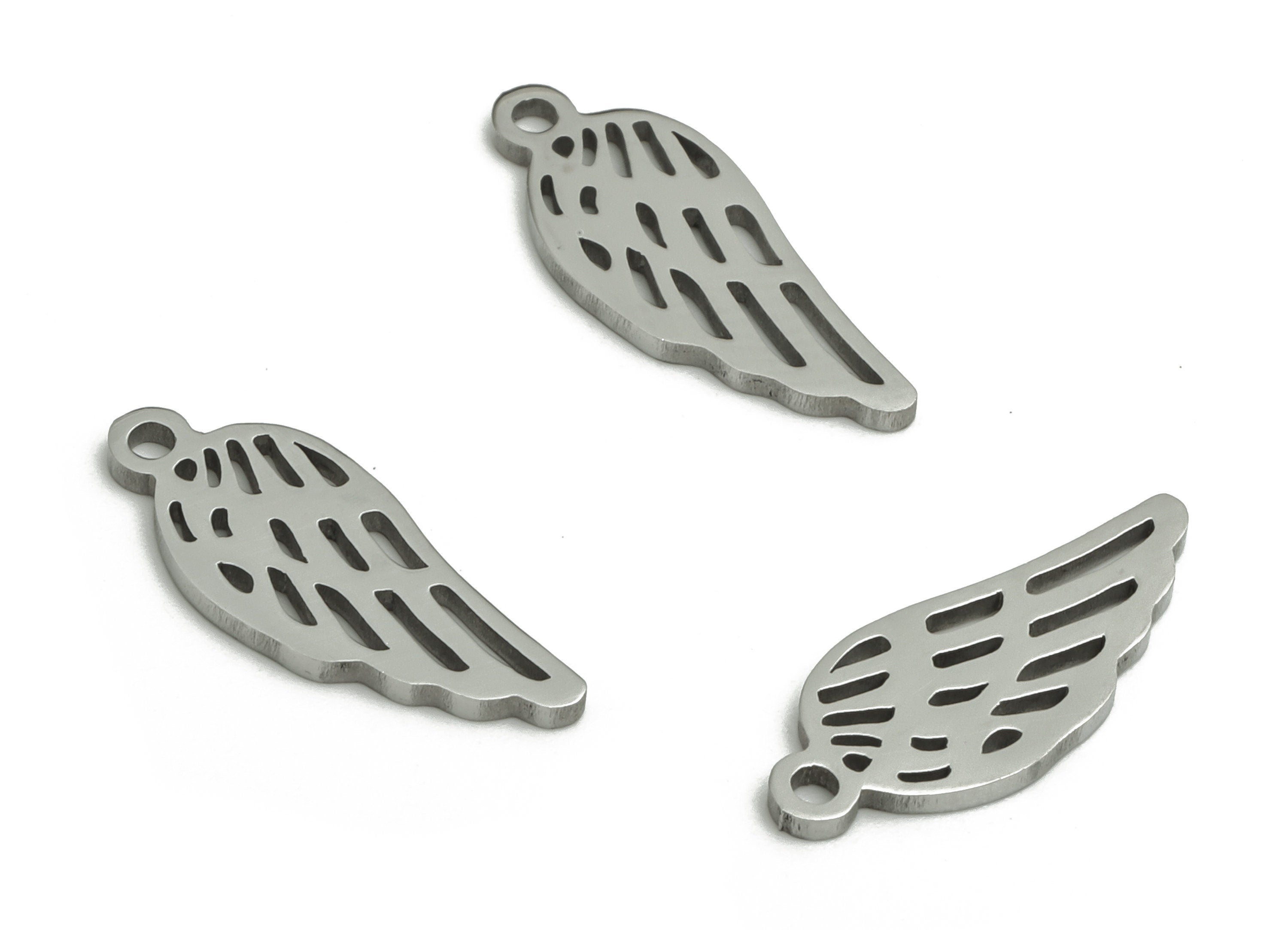 Stainless Steel Wing Earring Charms - Stainless Steel Wing Pendant - Jewelry Making Supplies - 15.57x6.3x0.94mm - SS1271 - DOMEDBAZAAR