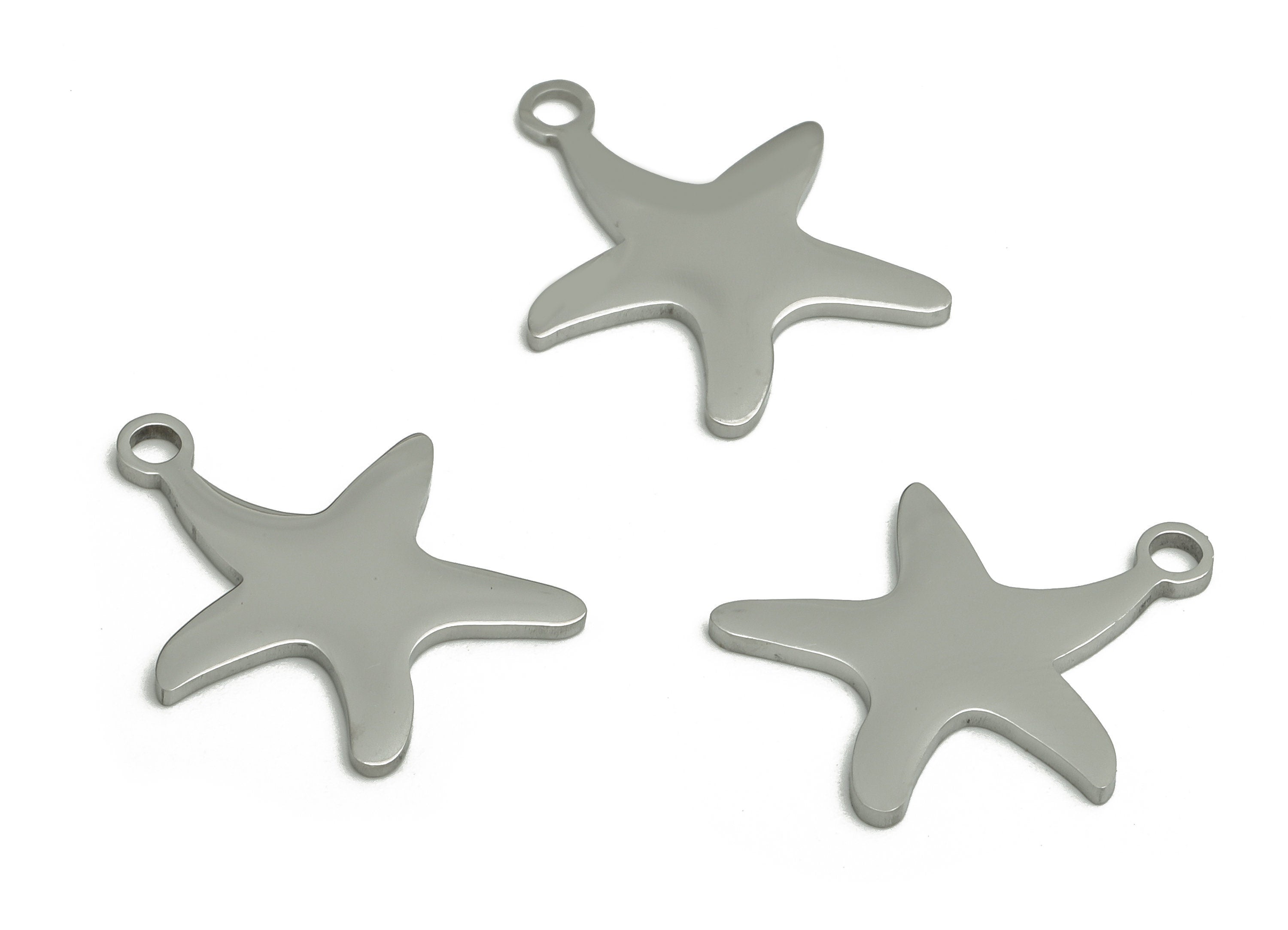 Stainless Steel Starfish Earring Charms - Stainless Steel Starfish Pendant - Jewelry Making Supplies - 17.98x15.62x1mm - SS1292 - DOMEDBAZAAR