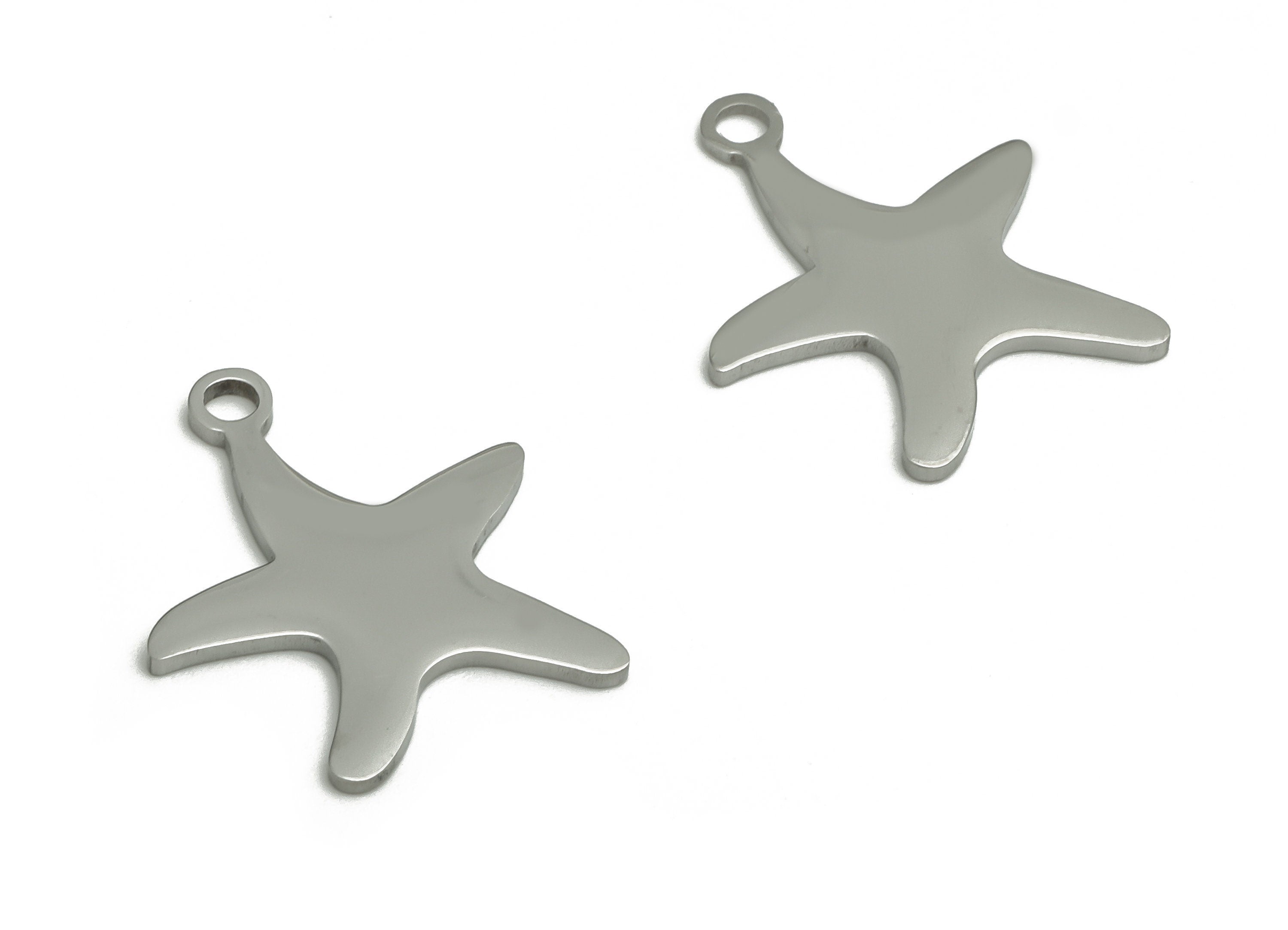 Stainless Steel Starfish Earring Charms - Stainless Steel Starfish Pendant - Jewelry Making Supplies - 17.98x15.62x1mm - SS1292 - DOMEDBAZAAR