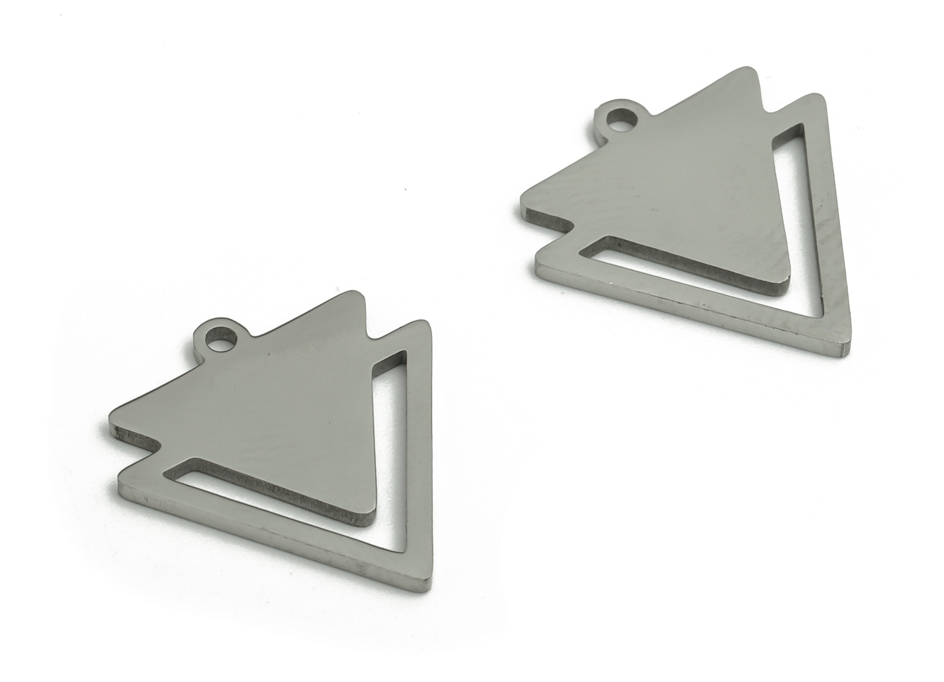 Stainless Steel Triangle Earring Charms - Stainless Steel Triangle Pendant - Jewelry Making Supplies - 15.64x14.74x1mm - SS1295 - DOMEDBAZAAR