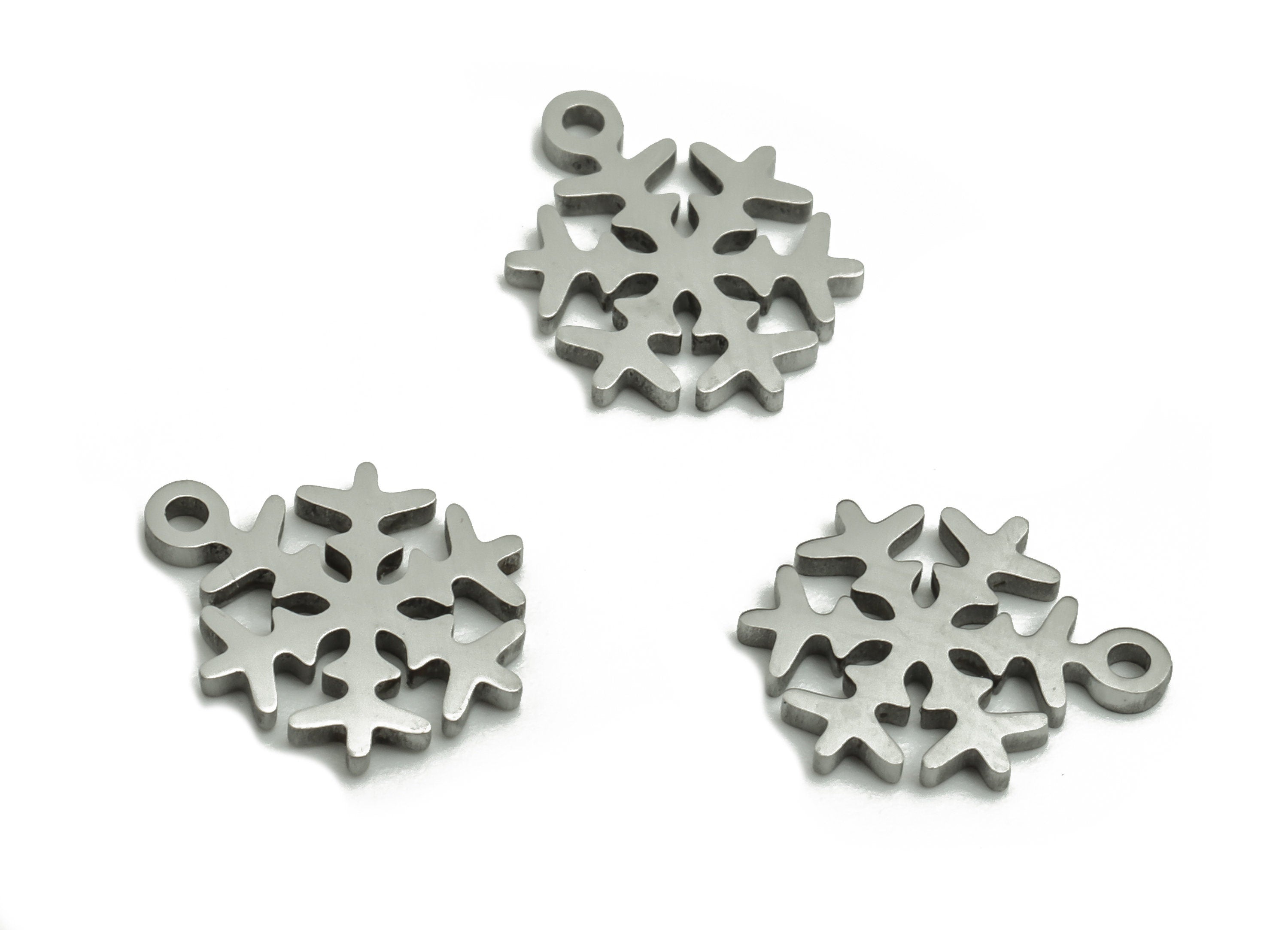 Stainless Steel Snowflake Earring Charms - Stainless Steel Christmas Snowflake Pendant - Jewelry Making Supplies - 10.6x8.1x0.9mm - SS1281 - DOMEDBAZAAR