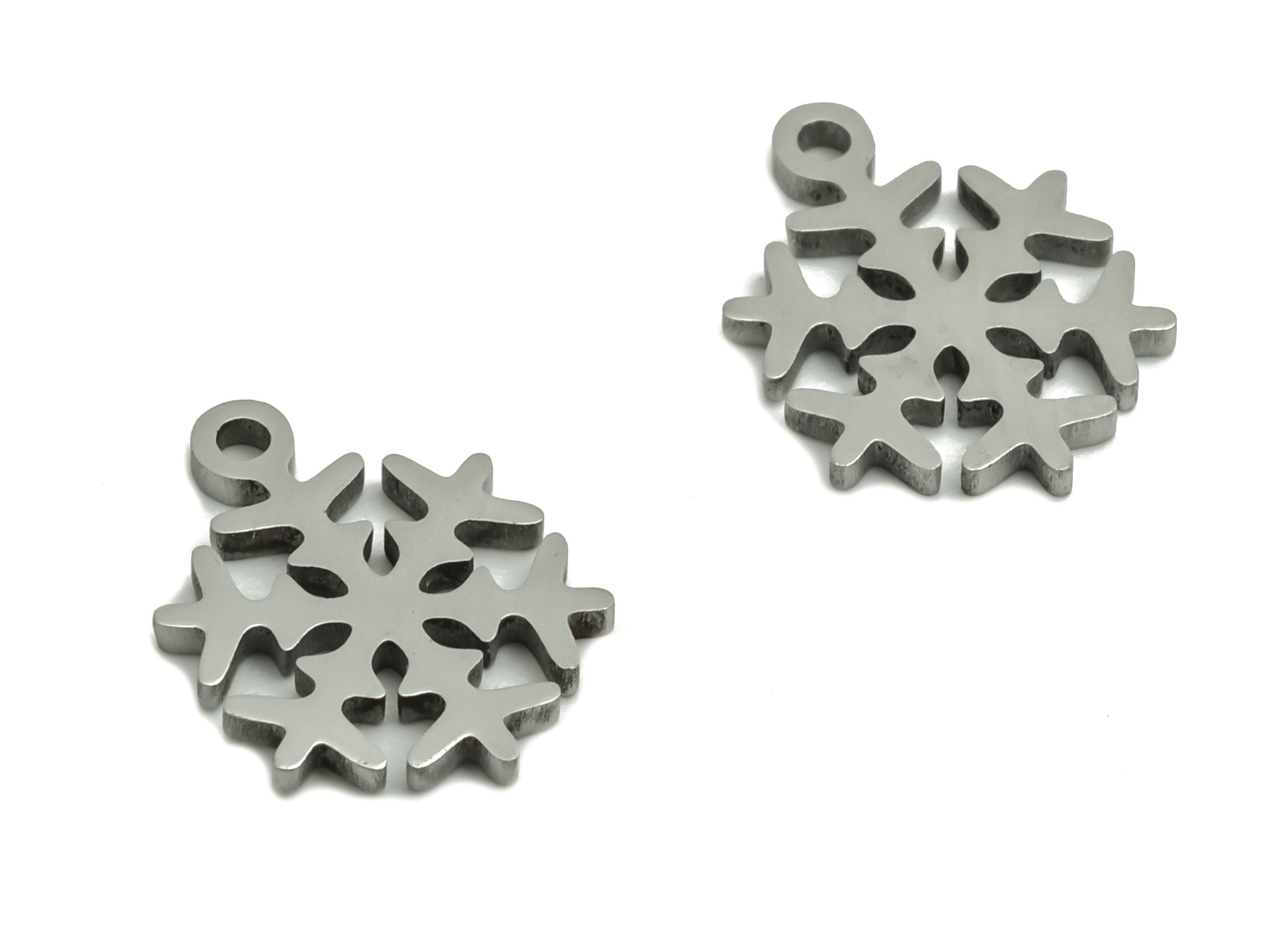 Stainless Steel Snowflake Earring Charms - Stainless Steel Christmas Snowflake Pendant - Jewelry Making Supplies - 10.6x8.1x0.9mm - SS1281 - DOMEDBAZAAR
