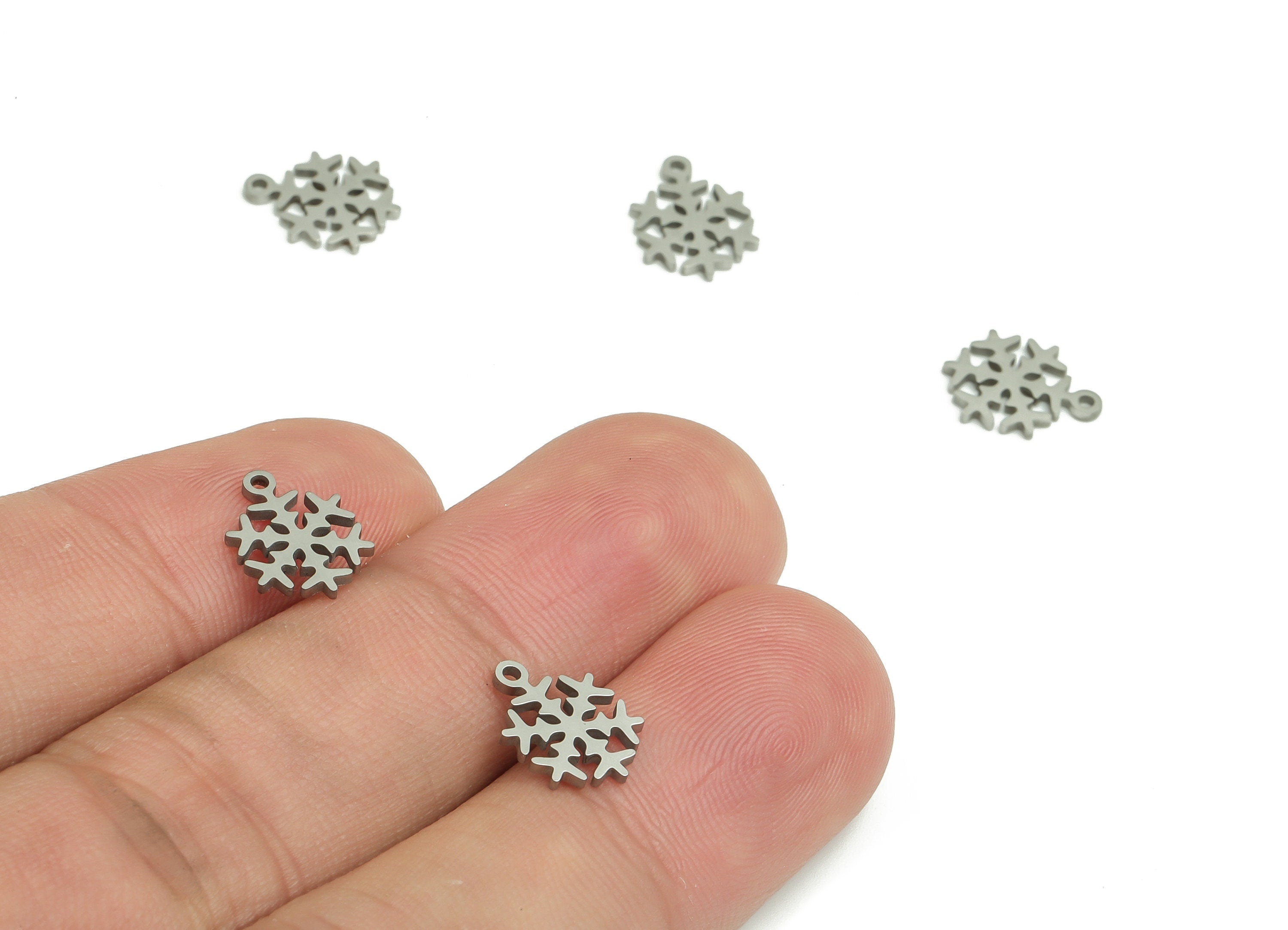 Stainless Steel Snowflake Earring Charms - Stainless Steel Christmas Snowflake Pendant - Jewelry Making Supplies - 10.6x8.1x0.9mm - SS1281 - DOMEDBAZAAR