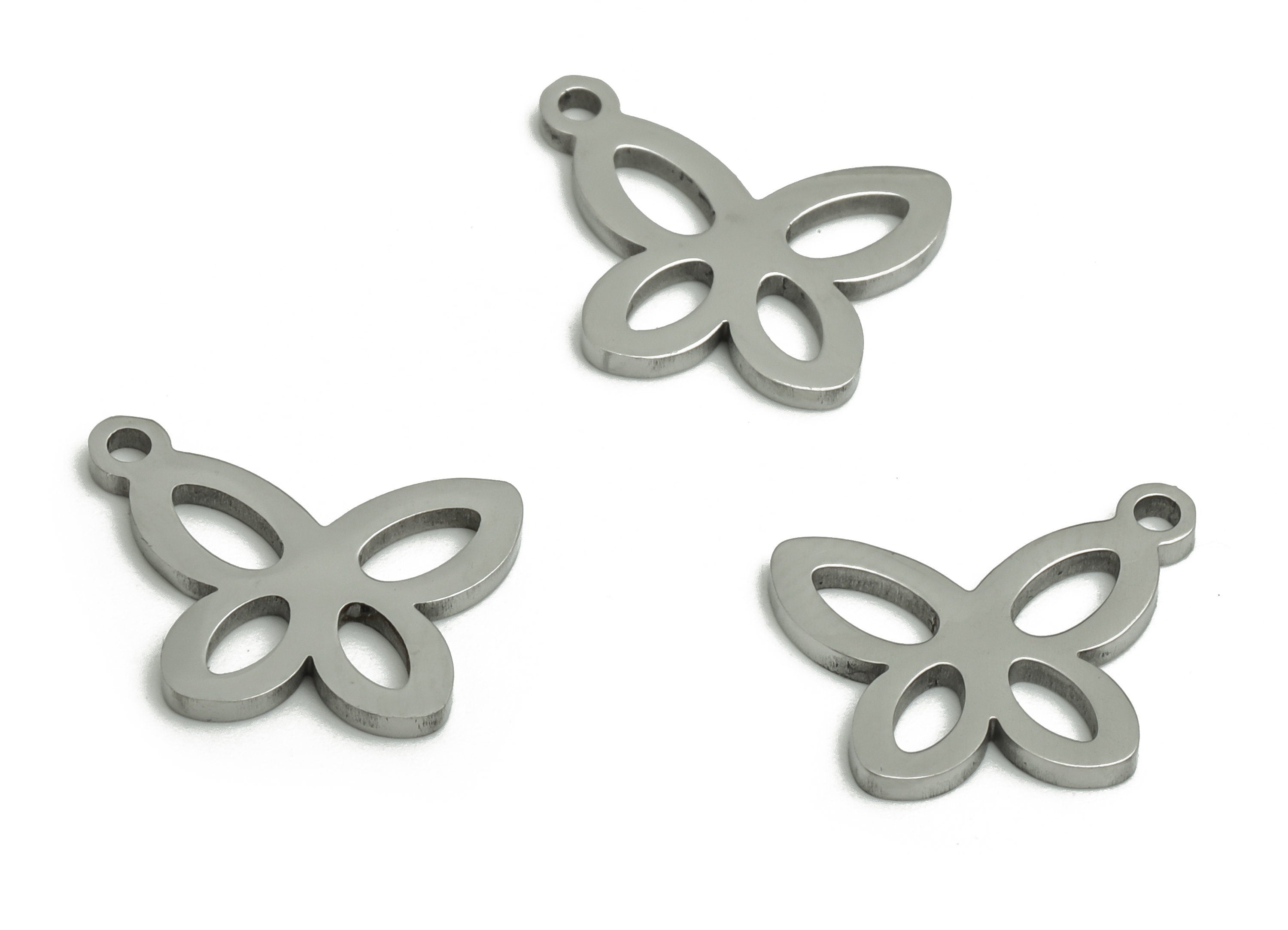 Stainless Steel Butterfly Earring Charms - Stainless Butterfly Pendant - Jewelry Making Supplies - 12.61x10.02x0.94mm - SS1305 - DOMEDBAZAAR