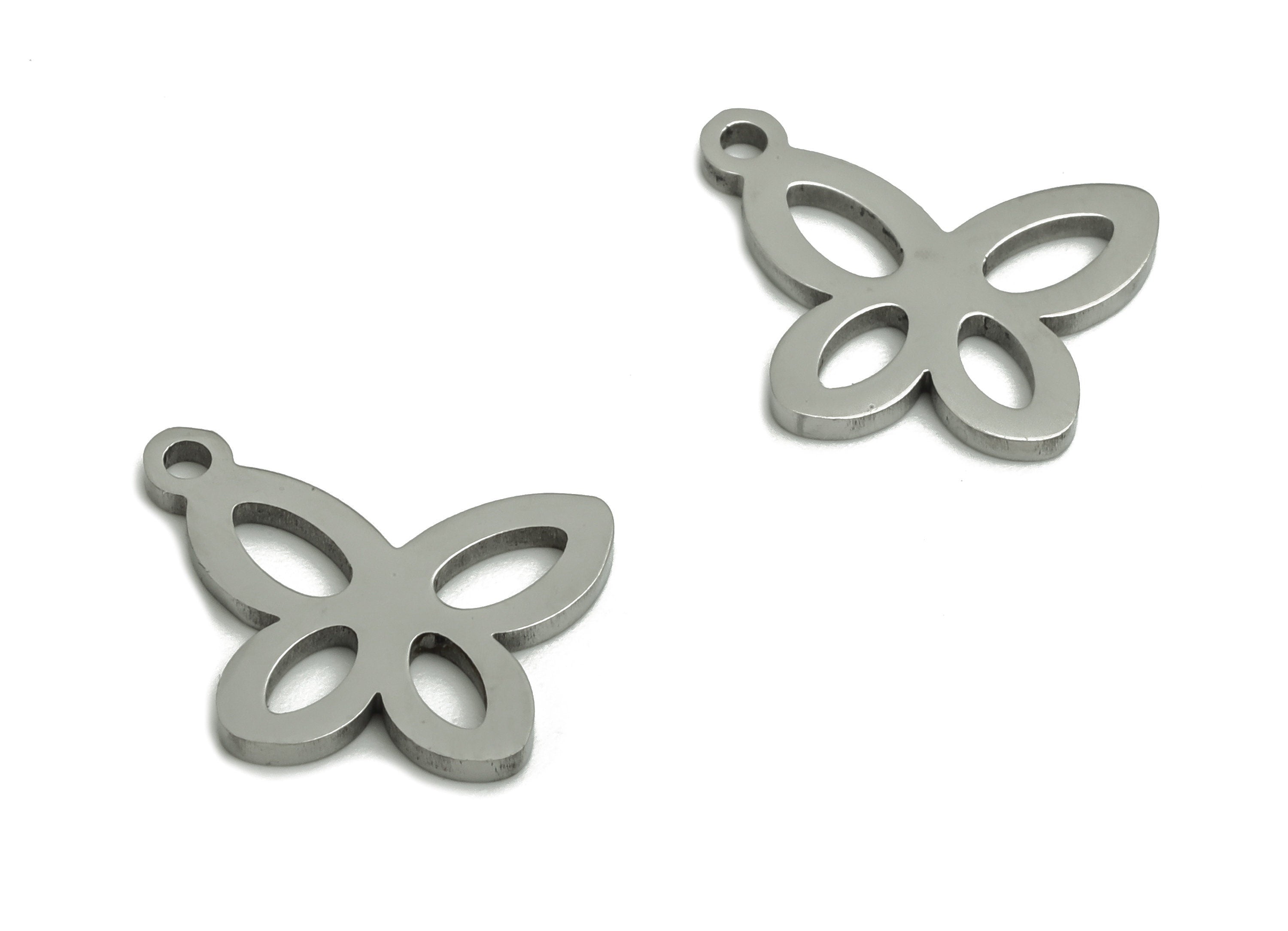 Stainless Steel Butterfly Earring Charms - Stainless Butterfly Pendant - Jewelry Making Supplies - 12.61x10.02x0.94mm - SS1305 - DOMEDBAZAAR