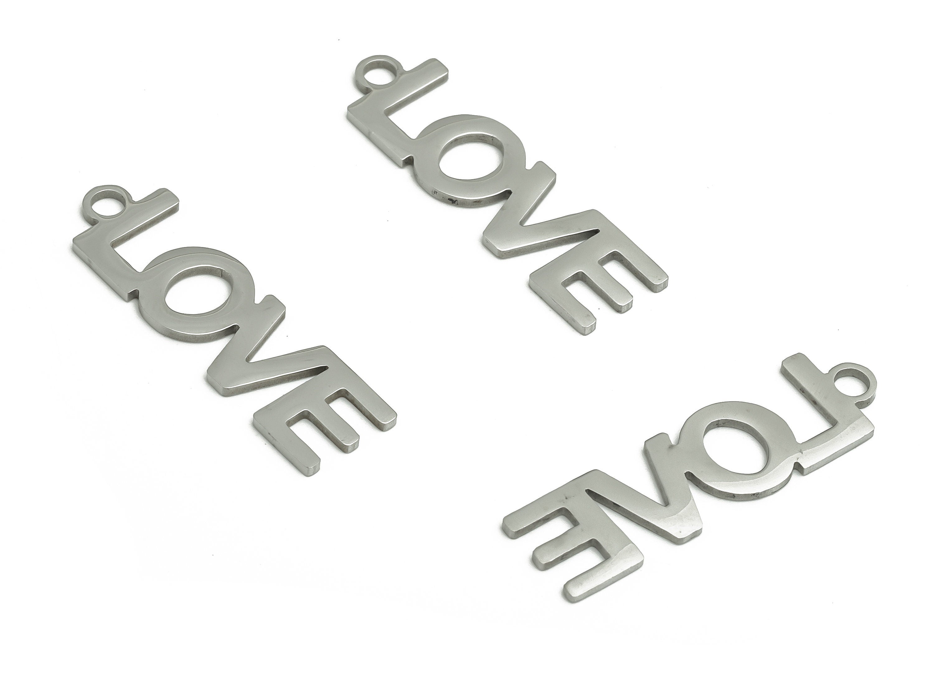 Customized Stainless Steel Charms - Personalized Stainless Steel Phrase Pendant - Custom Handwriting Keyring - 30.2x8.8x0.9mm - SS1246 - DOMEDBAZAAR