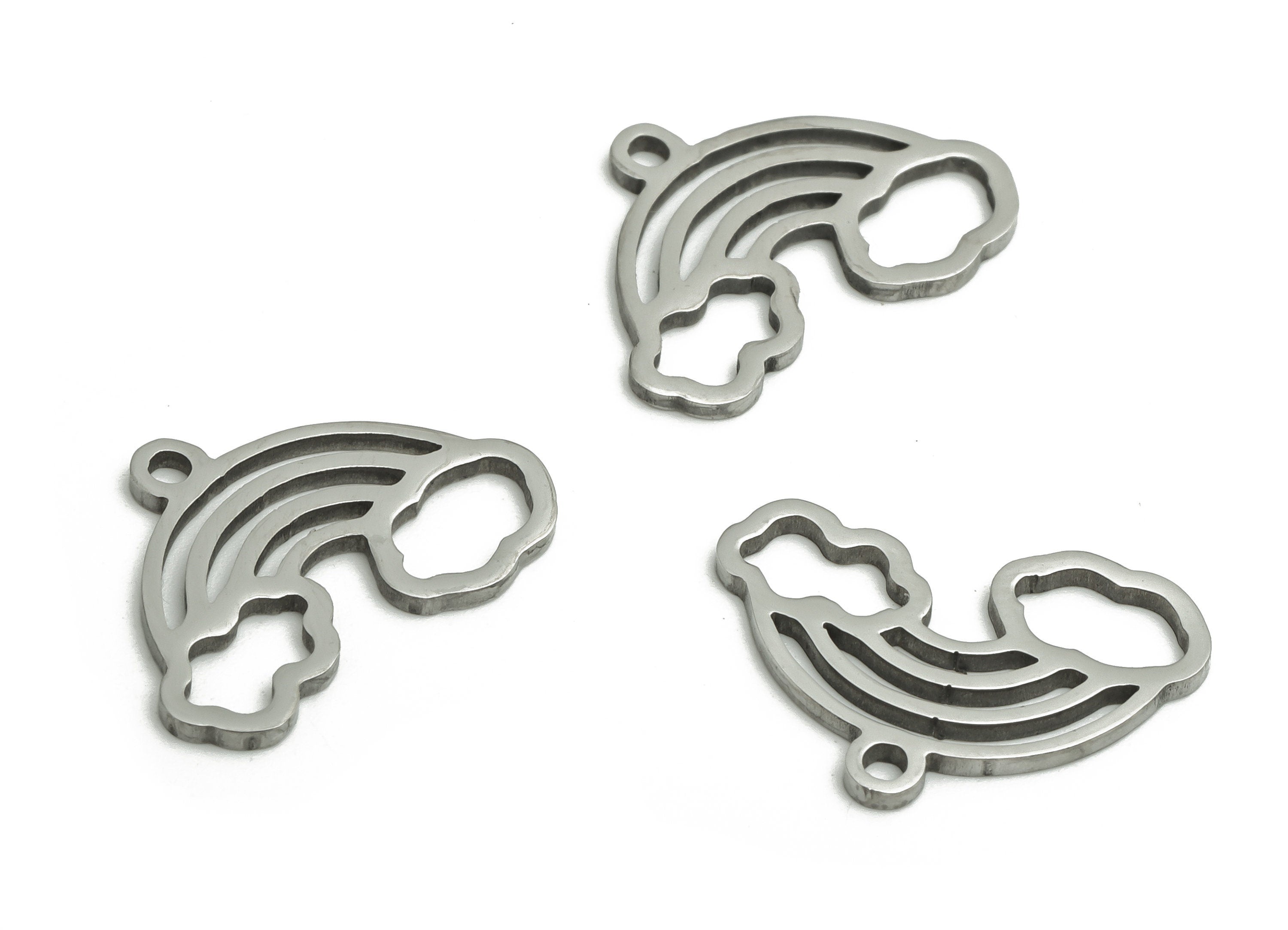 Stainless Steel Rainbow Earring Charms - Stainless Steel Rainbow Pendant - Jewelry Making Supplies - 17.14x12.27x0.95mm - SS1269 - DOMEDBAZAAR