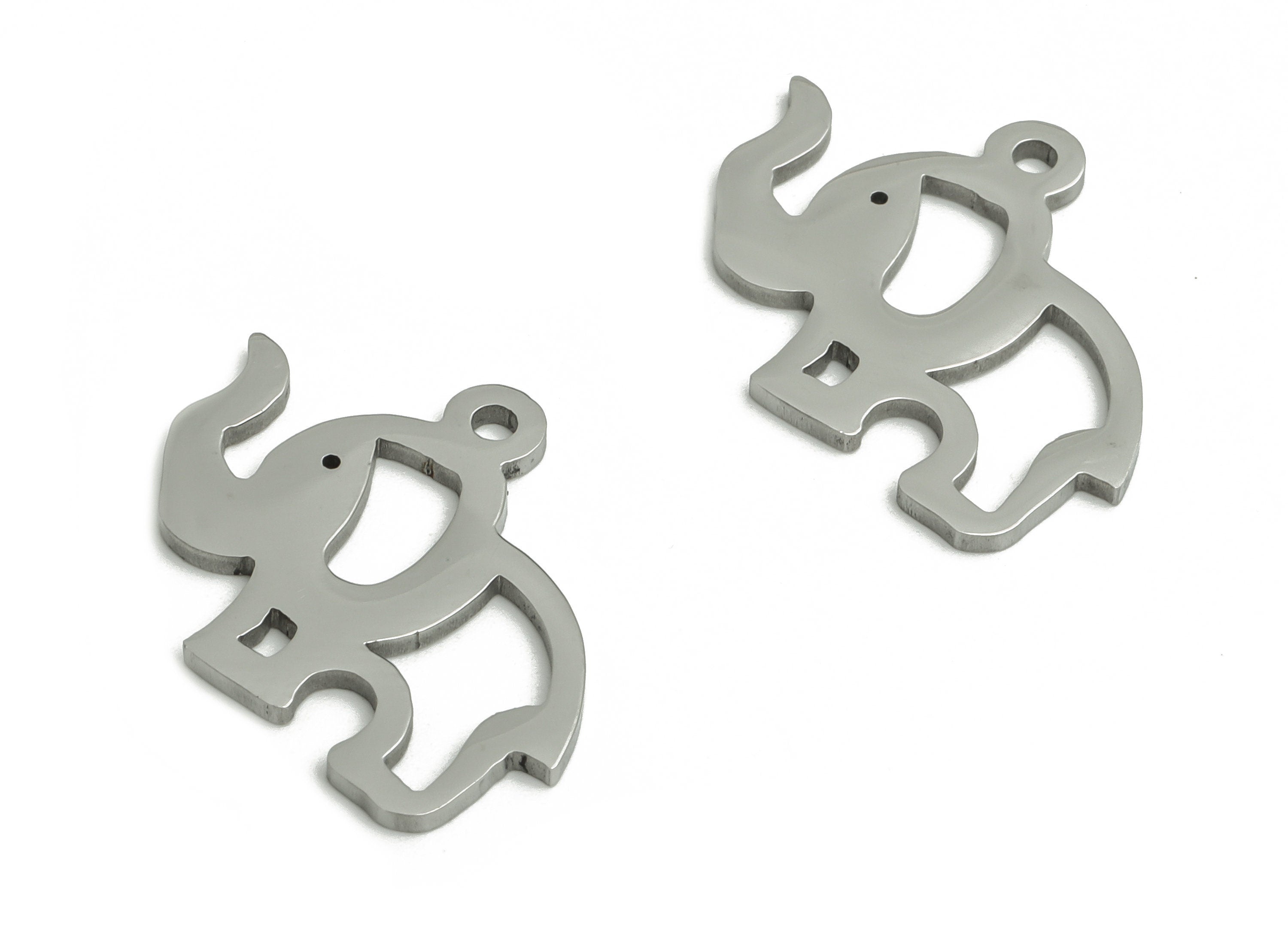 Stainless Steel Elephant Earring Charms - Stainless Elephant Pendant - Jewelry Making Supplies - 20.14x15.72x1mm - SS1296 - DOMEDBAZAAR