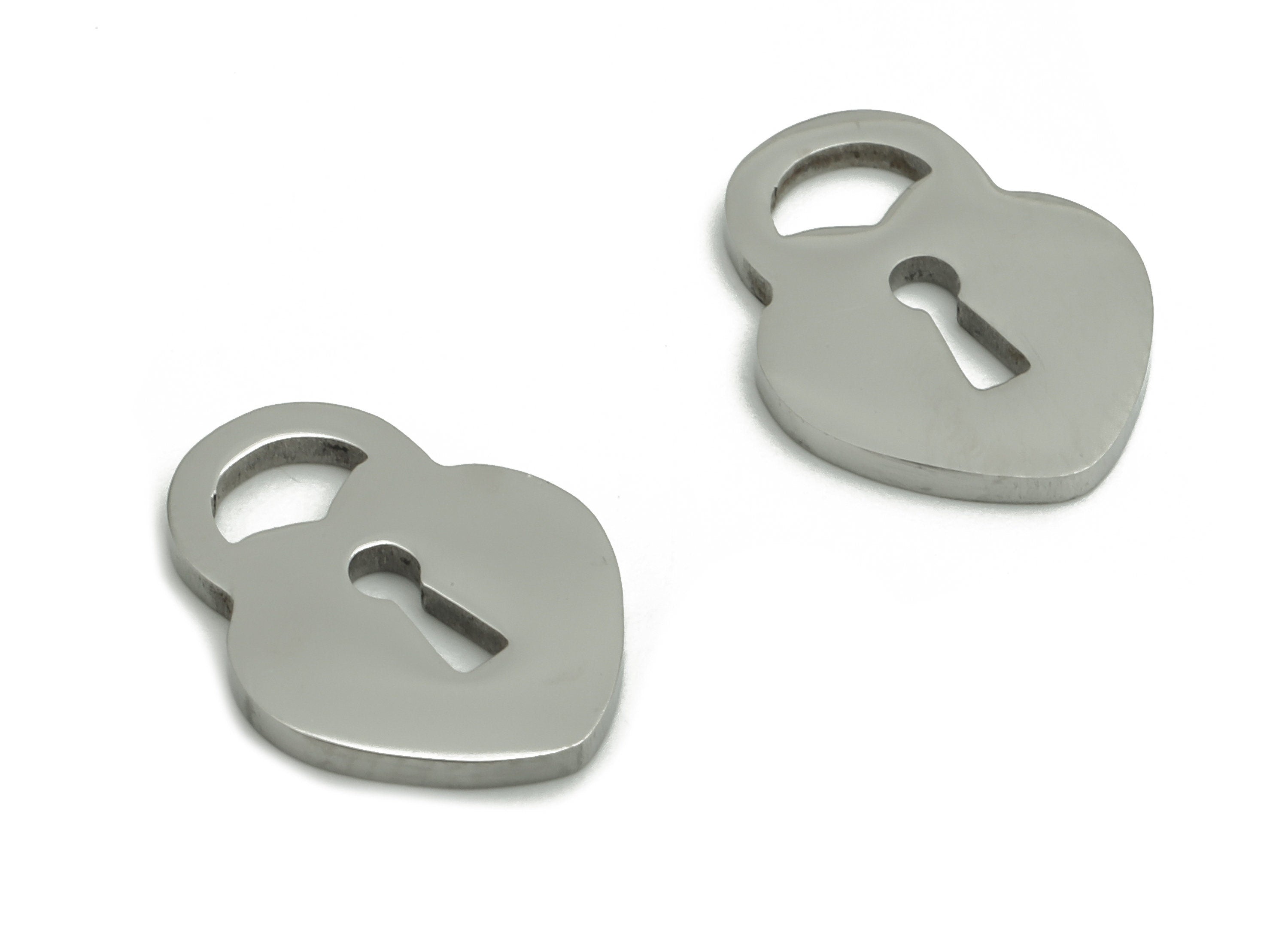 Stainless Steel Lock Earring Charms - Stainless Steel Lock Pendant - Jewelry Making Supplies - 12.02x9.2x0.93mm - SS1302 - DOMEDBAZAAR