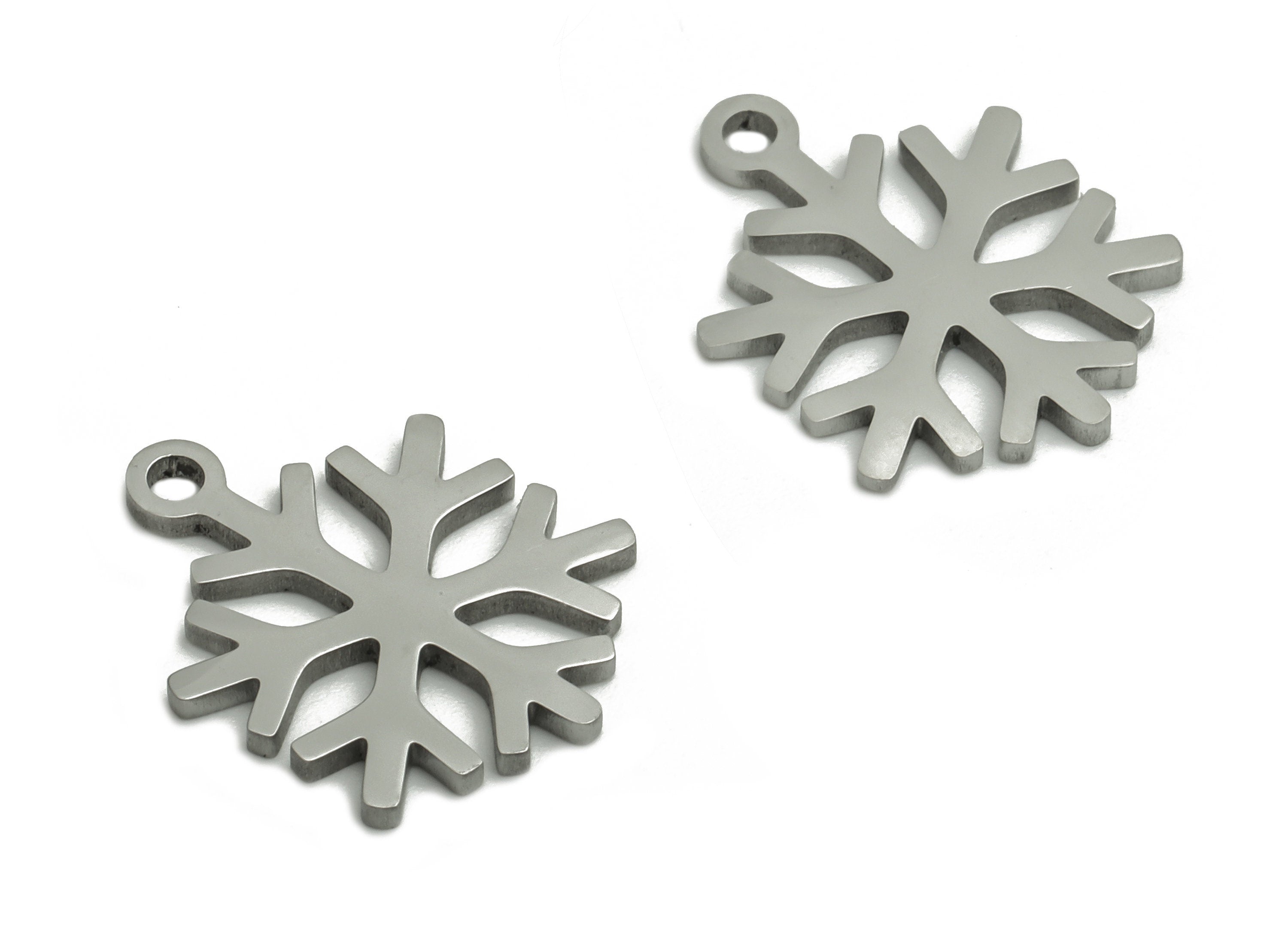 Stainless Steel Snowflake Earring Charms - Stainless Steel Christmas Snowflake Pendant - Jewelry Making Supplies - 15.06x11.8x1mm - SS1279 - DOMEDBAZAAR