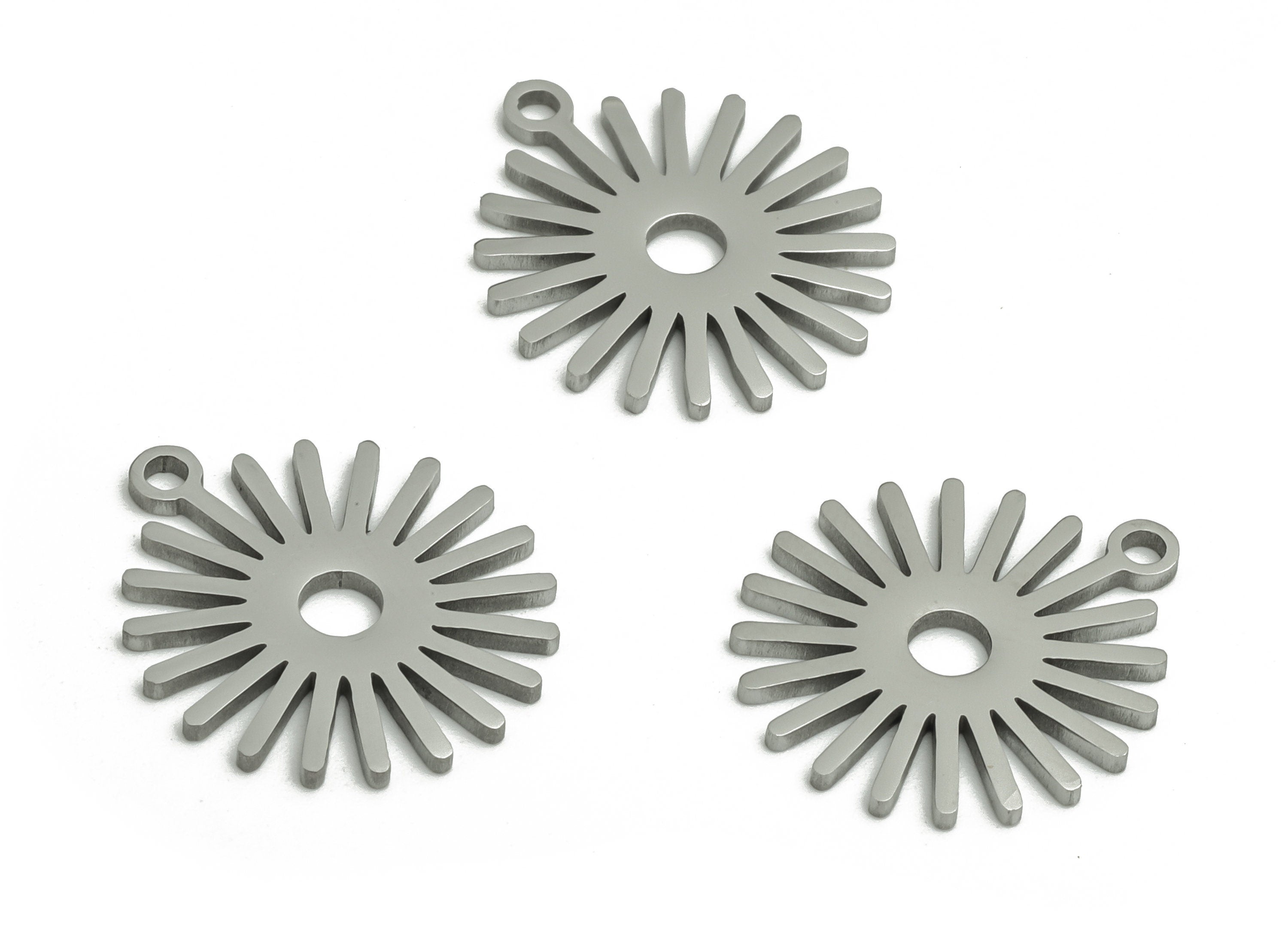 Stainless Steel Sun Earring Charms - Stainless Steel Sunburst Pendant - Jewelry Making Supplies - 16.76x14.96x0.94mm - SS1278 - DOMEDBAZAAR