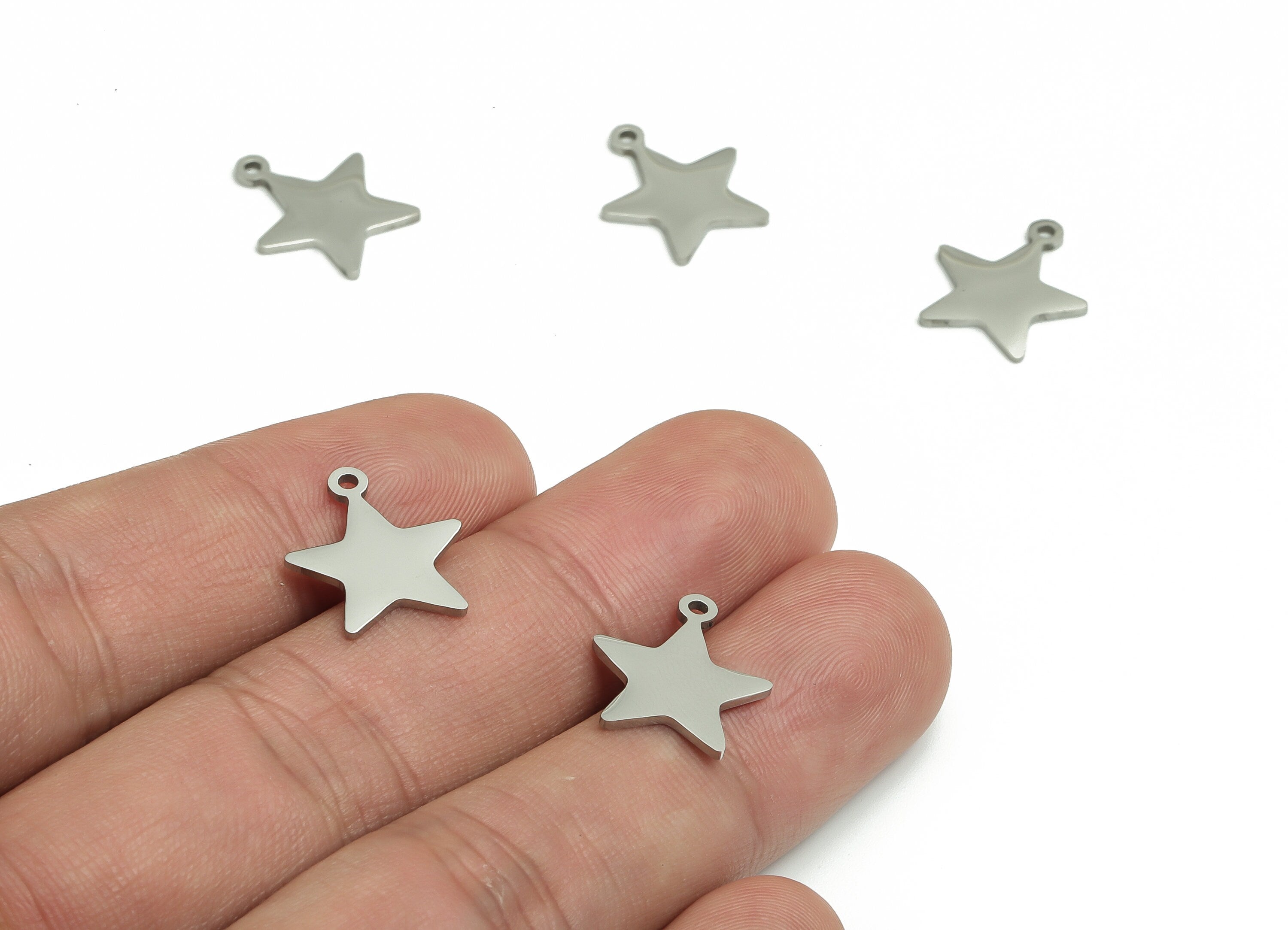 Stainless Steel Star Earring Charms - Stainless Steel Star Pendant - Jewelry Making Supplies - 15.69x13.6x0.95mm - SS1251 - DOMEDBAZAAR