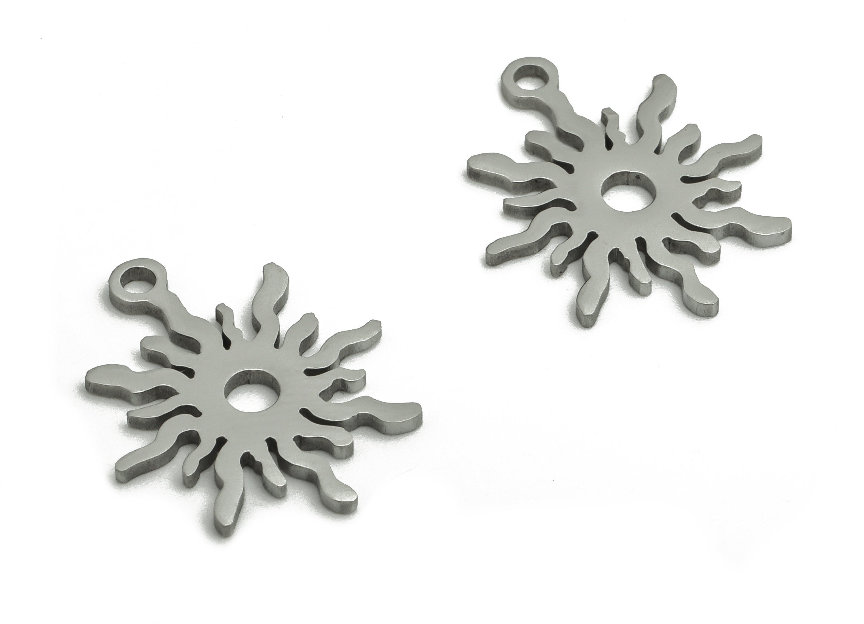 Stainless Steel Sun Earring Charms - Stainless Steel Sun Pendant - Jewelry Making Supplies - 16.43x13.34x0.94mm - SS1263 - DOMEDBAZAAR