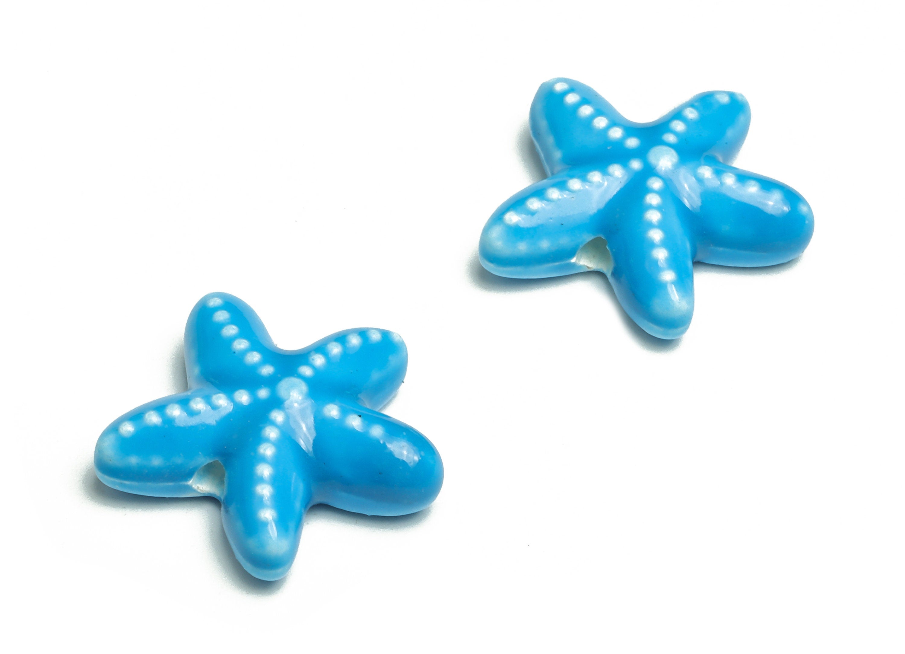 Glazed Ceramic Starfish Beads - Carved Starfish Beads - Handmade Beads - Necklace Beads - Connectors Beads - 18.82x17.14x5.76mm - NS1446 - DOMEDBAZAAR