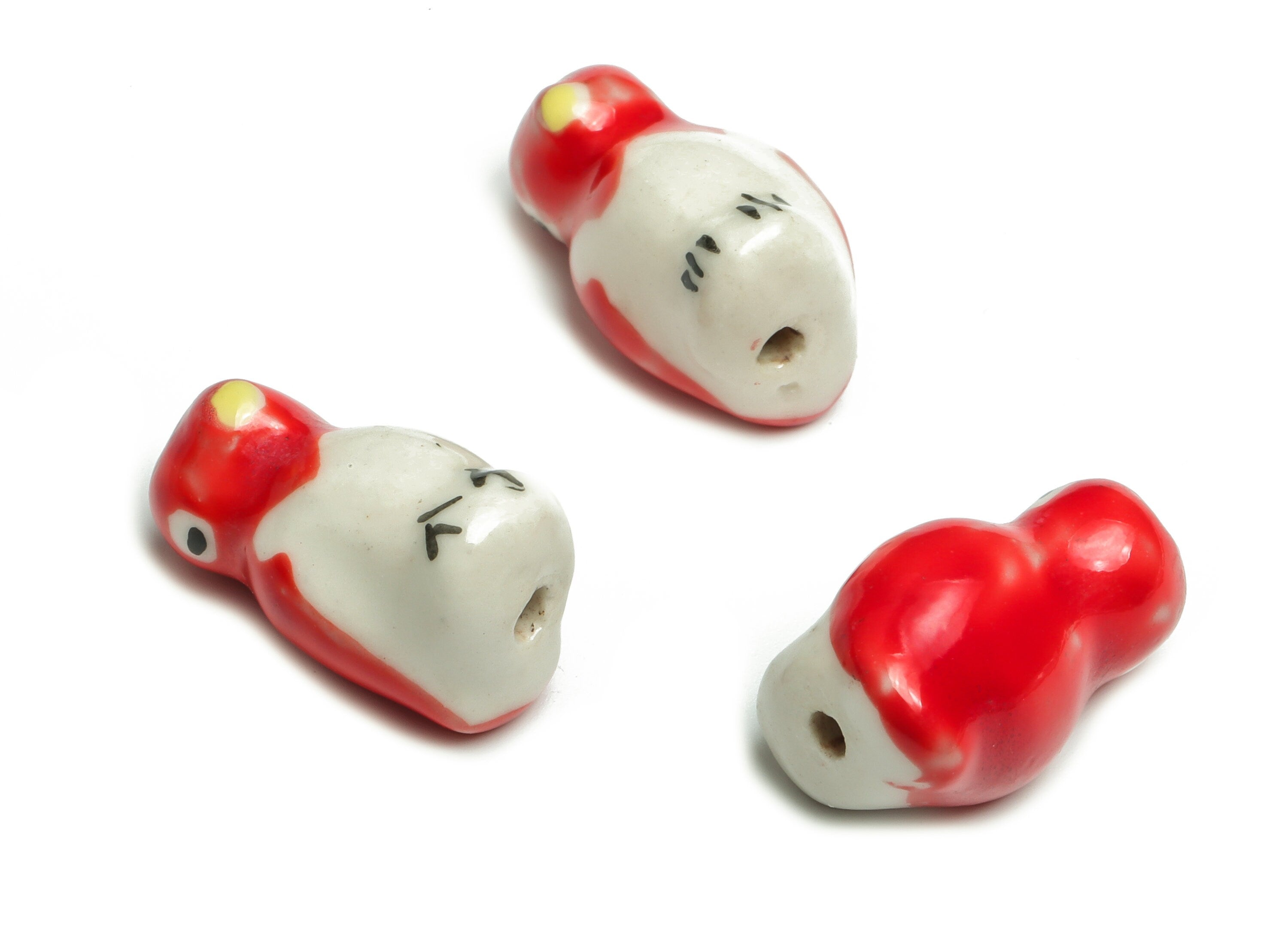 Glazed Ceramic Woodpecker Beads - Carved Woodpecker Beads - Handmade Beads - Necklace Beads - Connectors Beads - 18.28x11.12x10.1mm - NS1438 - DOMEDBAZAAR