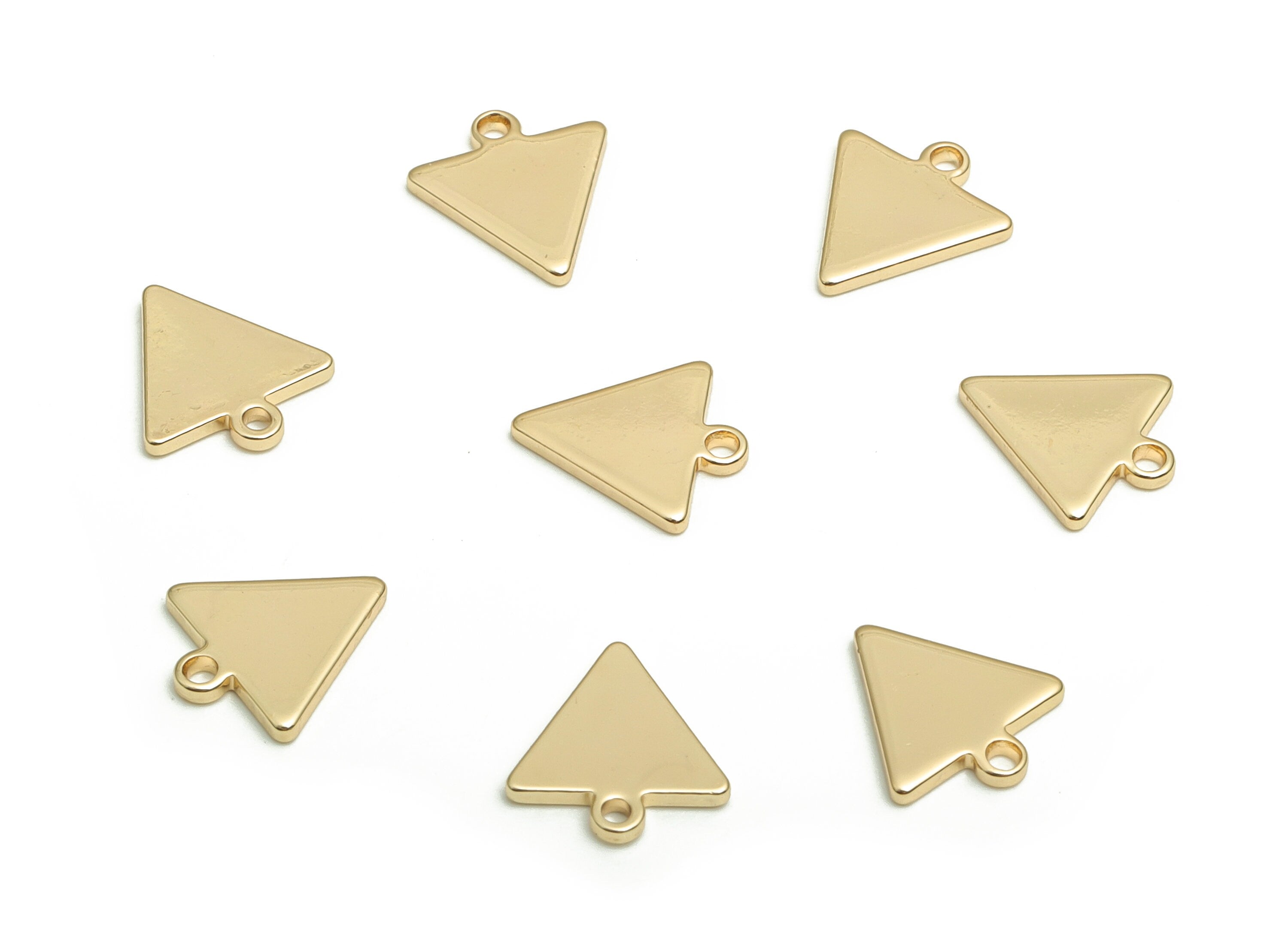 Brass Triangle Earring Charms - Gold Triangle Pendant - 18K Real Gold Plated Brass - Jewelry Making Supplies - 10.03x9.09x1.07mm- RGP4080 - DOMEDBAZAAR
