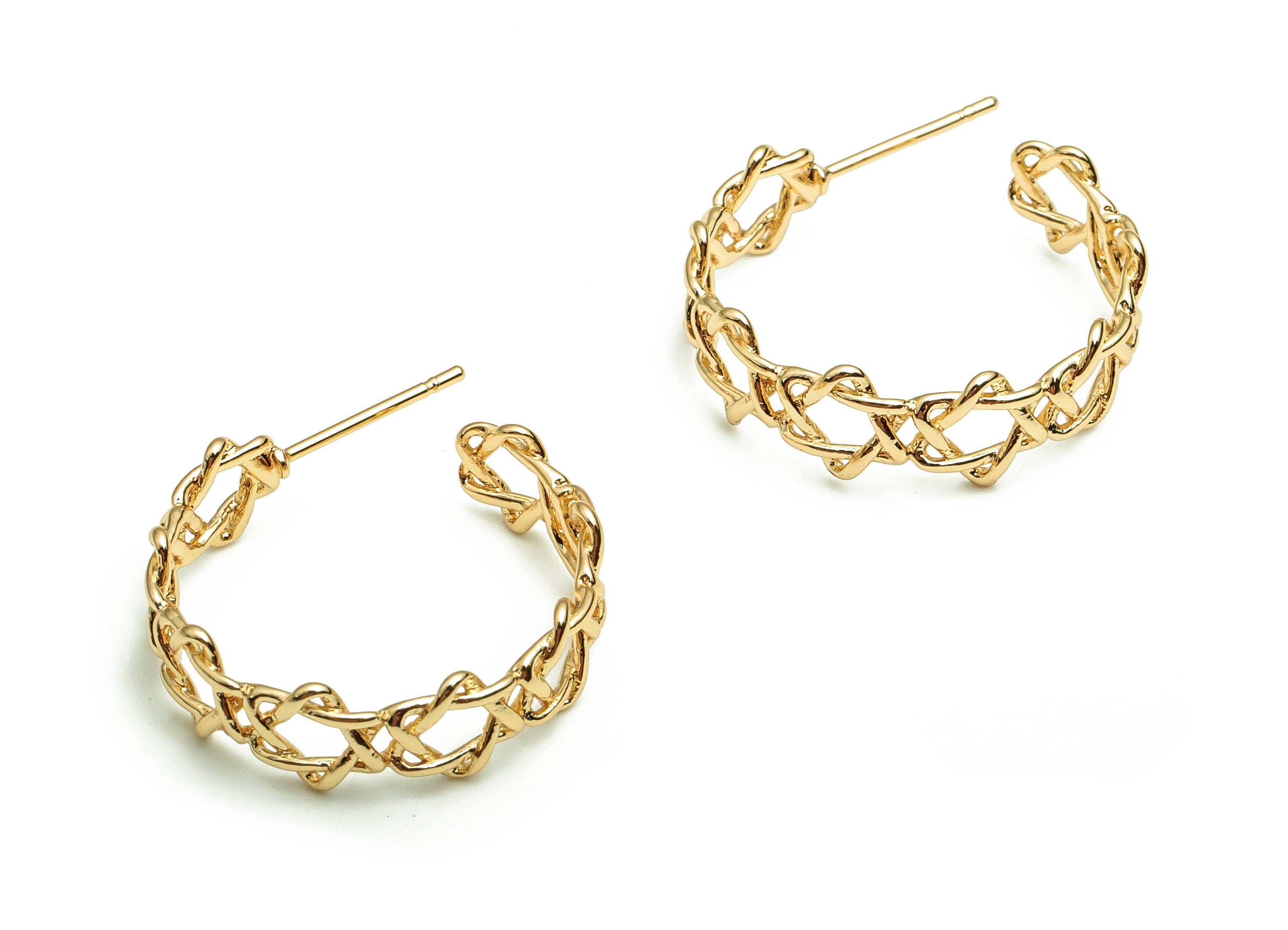 Brass C Earring Post - Gold Star Earring Stud - 18K Real Gold Plated Brass - Stainless Steel Stud - 22.02x18.48x1.51mm - RGP4068 - DOMEDBAZAAR