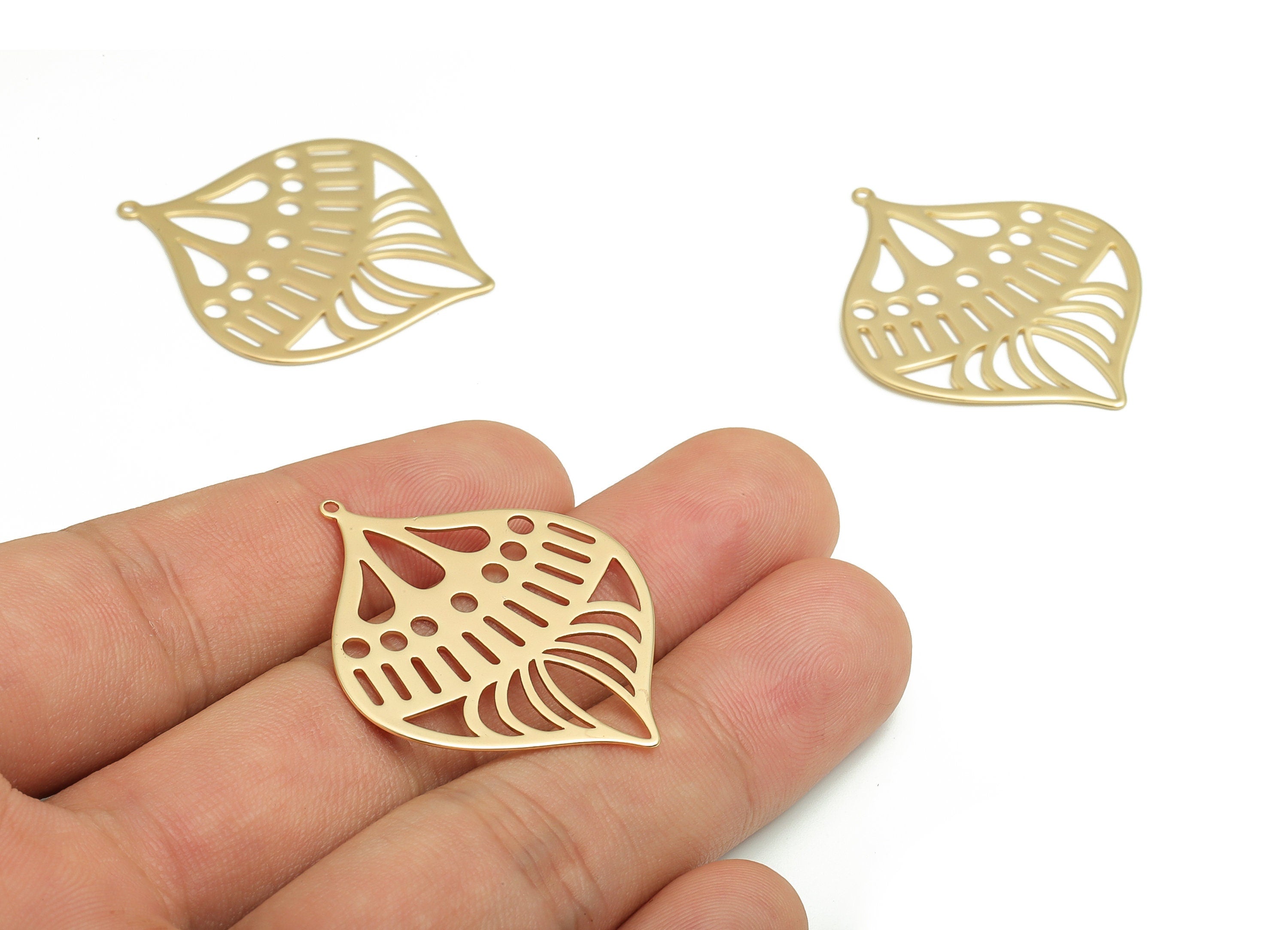 Brass Peg Top Earring Charms - Gold Top Pendant - 18K Real Gold Plated Brass - Jewelry Making Supplies - 37.35x31.08x0.61mm - RGP4095 - DOMEDBAZAAR