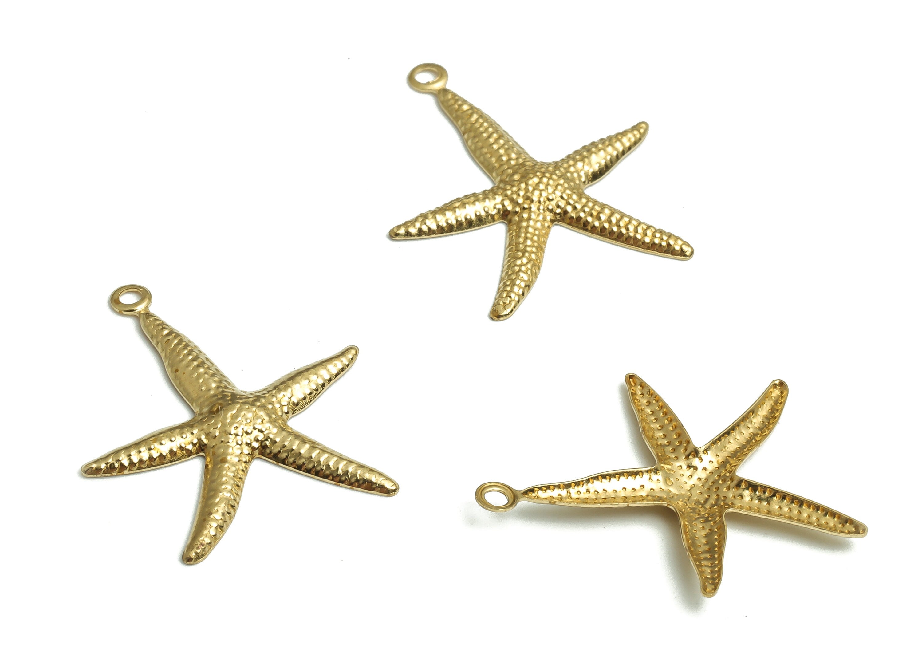 Brass Starfish Earring Charms - Raw Brass Starfish Pendant - DIY Jewelry Making Supplies - 22.6x18.78x1.54mm - PP4712 - DOMEDBAZAAR