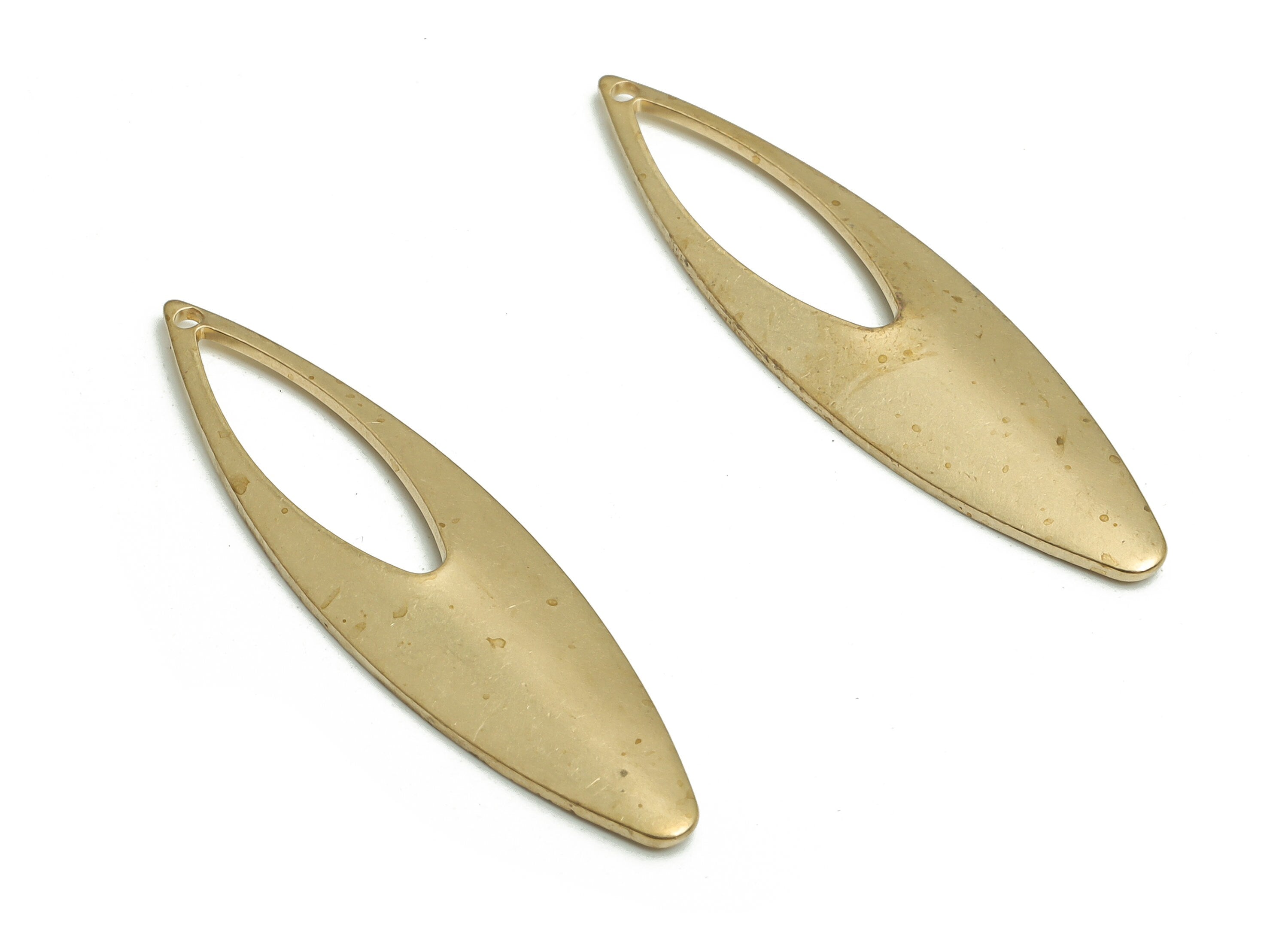 Raw Brass Marquise Charm - Geometric Pendant – Brass Link Connector - Jewelry Making Supplies - 37.49x 10.1x1.79mm - PP4744 - DOMEDBAZAAR