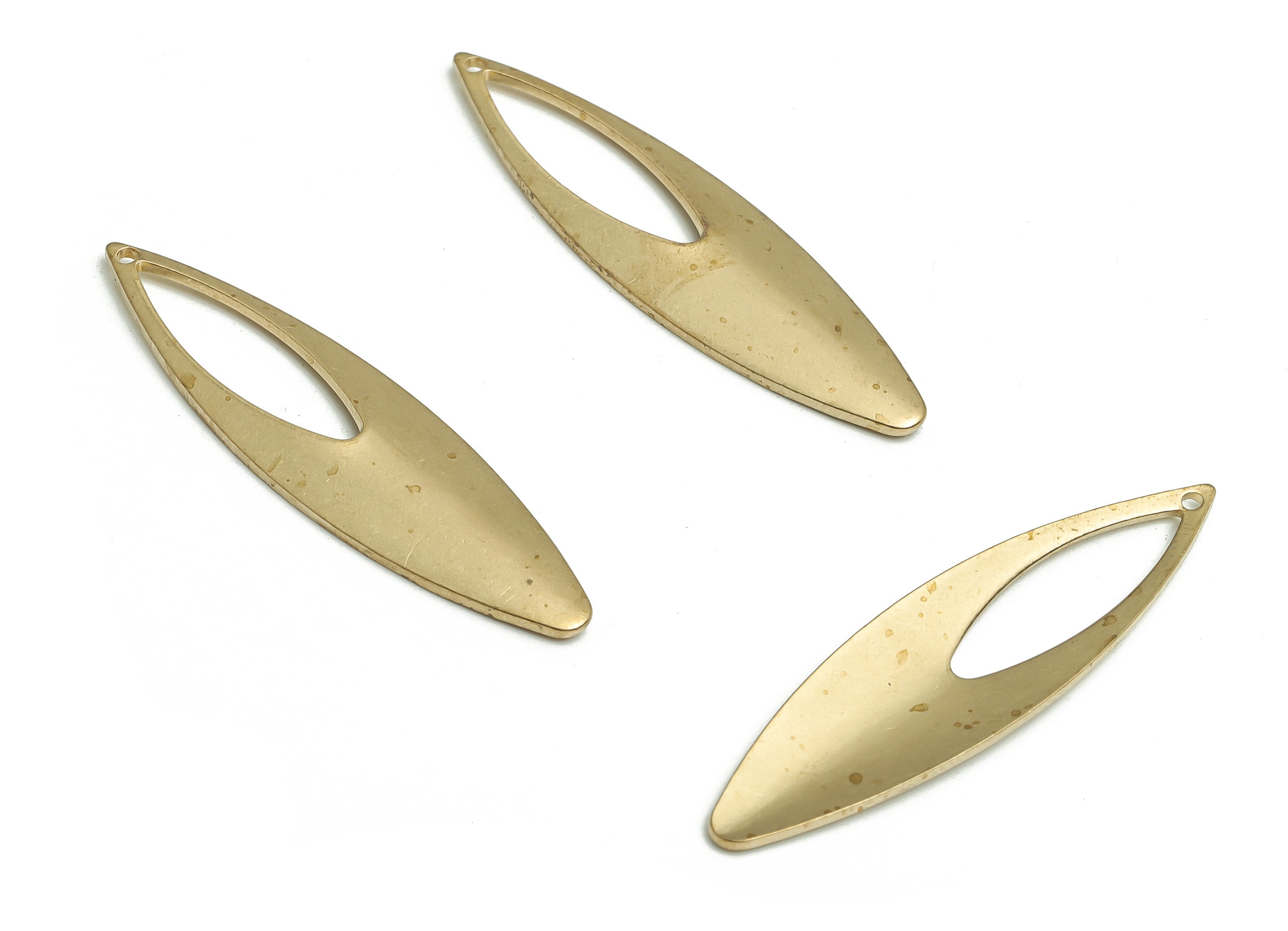 Raw Brass Marquise Charm - Geometric Pendant – Brass Link Connector - Jewelry Making Supplies - 37.49x 10.1x1.79mm - PP4744 - DOMEDBAZAAR