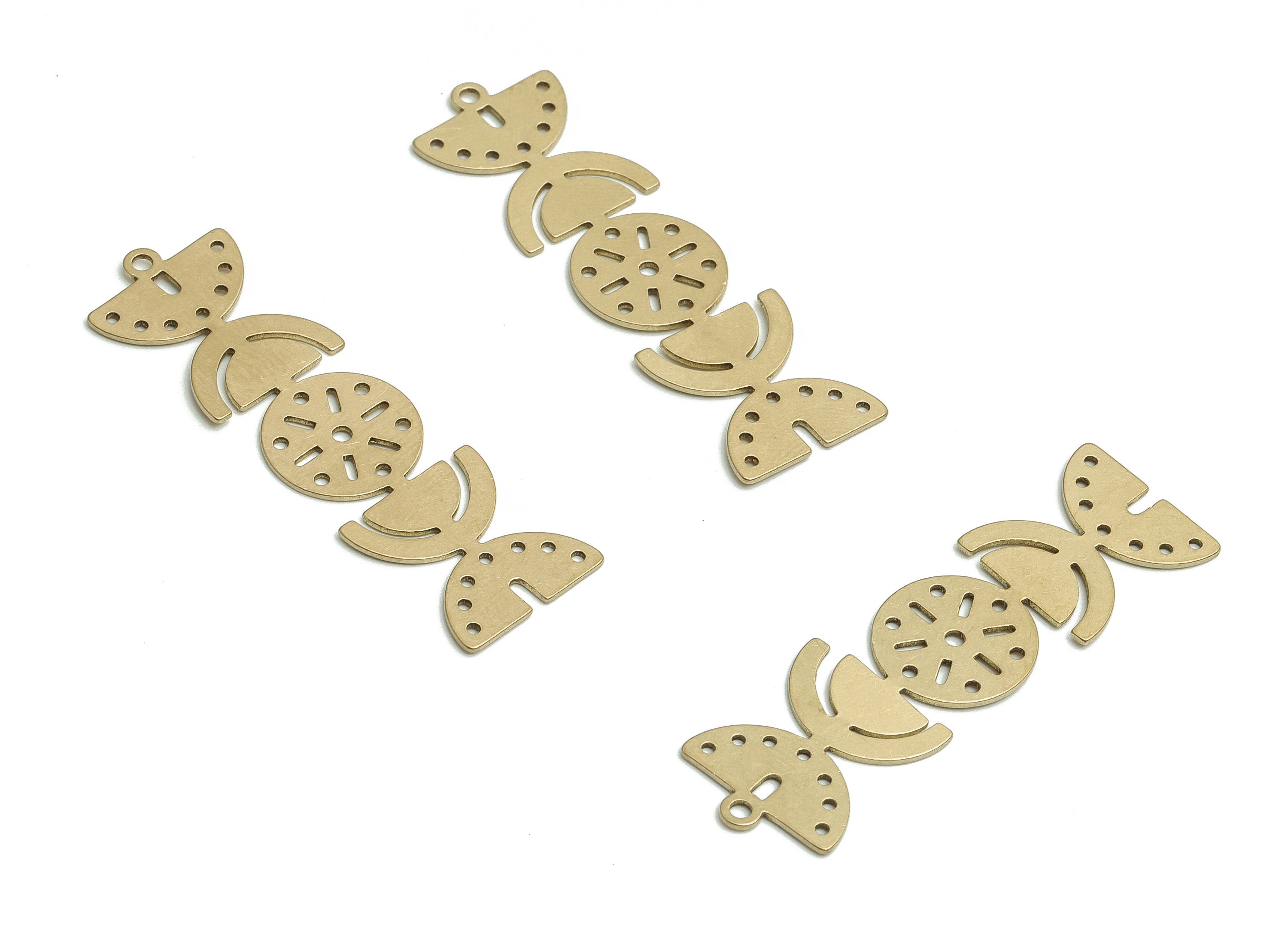 Brass Half Watermelon Earring Charms - Raw Brass Round Semi circle Pendant - Jewelry Making Supplies - 44.04x13.23x0.59mm - PP4804 - DOMEDBAZAAR