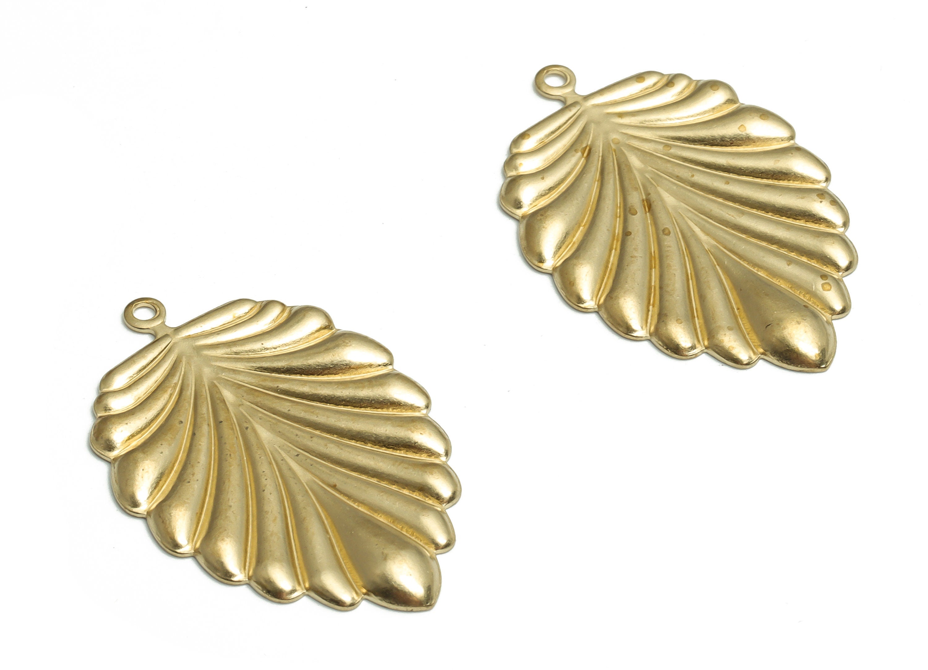Brass Leaves Earring Charms - Raw Brass Leaf Pendant - DIYJewelry Making Supplies - 31.75x20.97x1.38mm - PP4732 - DOMEDBAZAAR