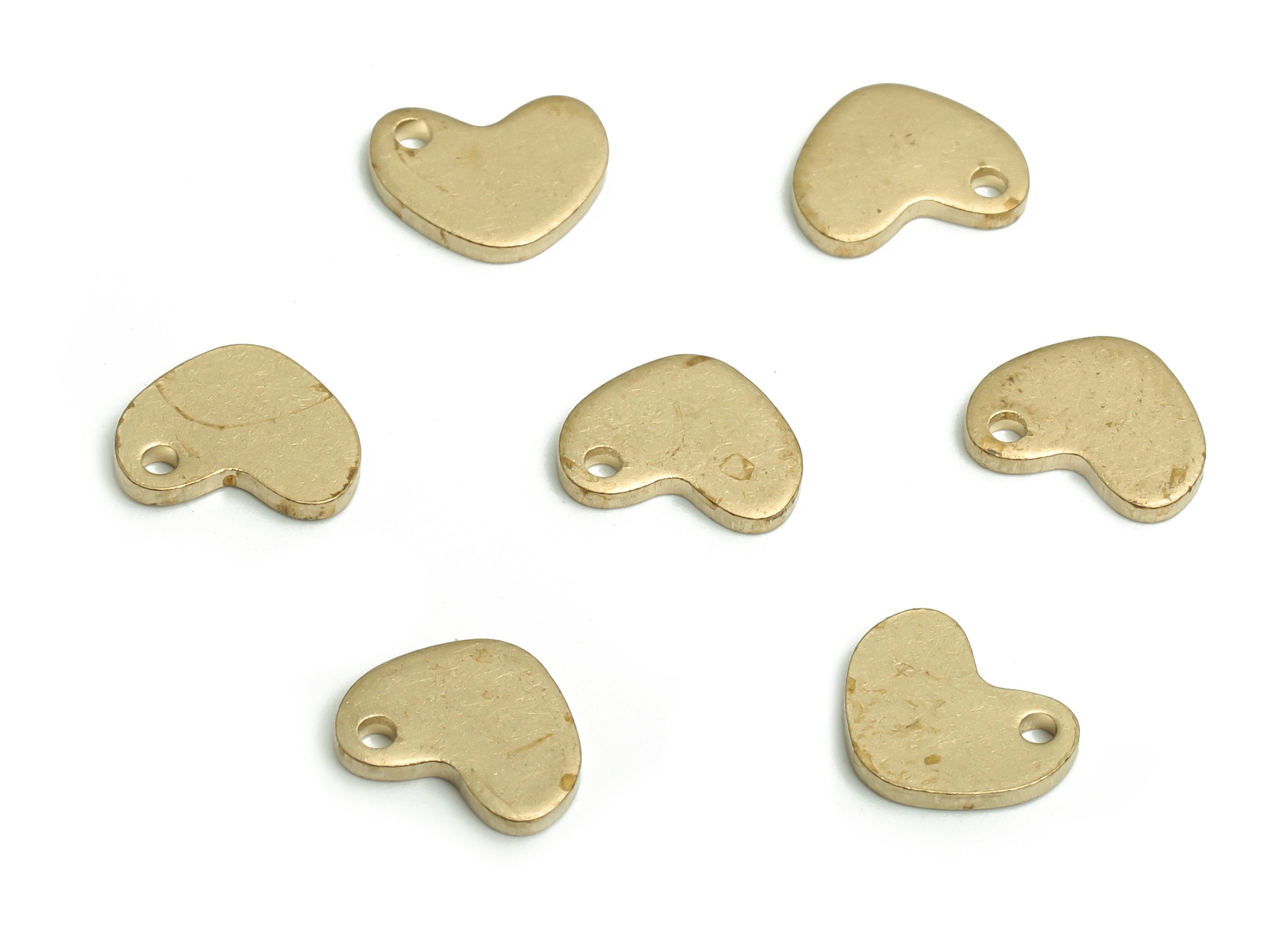Personalized stamping blank - Brass Heart Earring Charms - Raw Brass mini Heart Pendant - Jewelry Making Supplies - 8.6x6.88x1.04mm - PP4723 - DOMEDBAZAAR