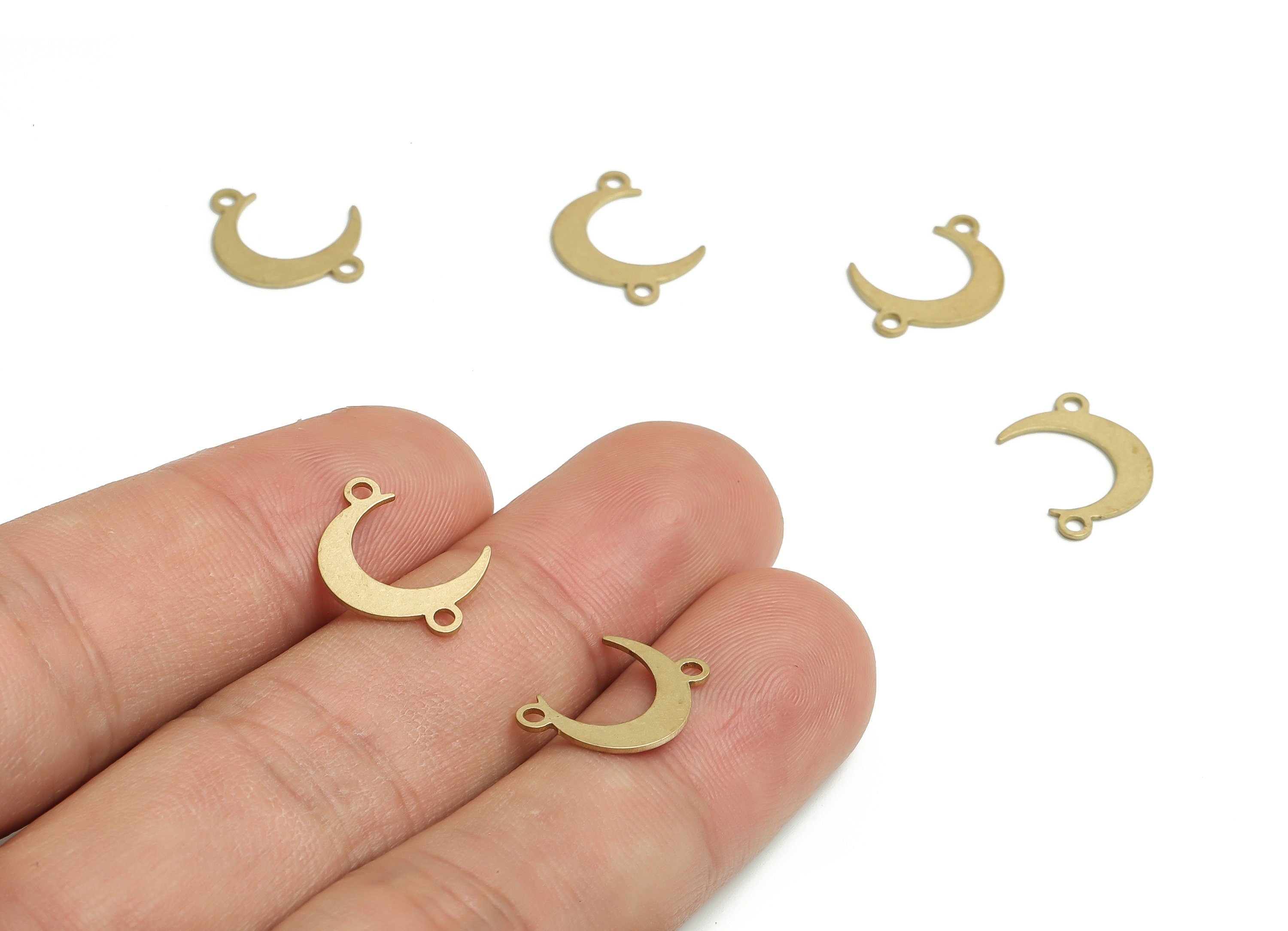 Brass Crescent Earring Connectors - Raw Brass Moon Charms and Pendant - DIY Jewelry Supplies - 15.39x10.33x0.56mm - PP4764 - DOMEDBAZAAR