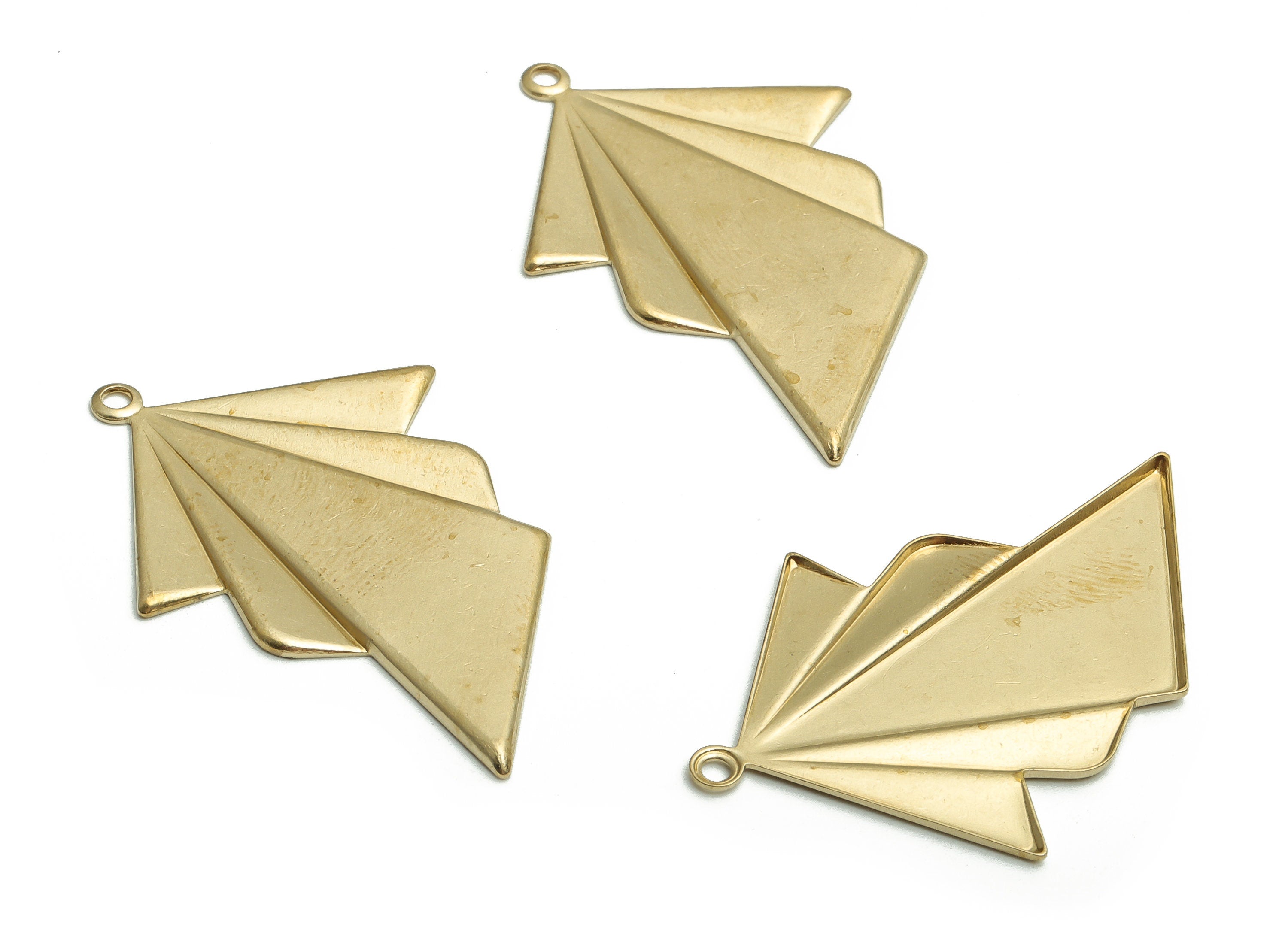 Brass Triangles Earring Charms - Raw Brass Triangles Pendant - Geometric Charm - Jewelry Making Supplies - 43.57x29.85x1.3mm - PP4733 - DOMEDBAZAAR