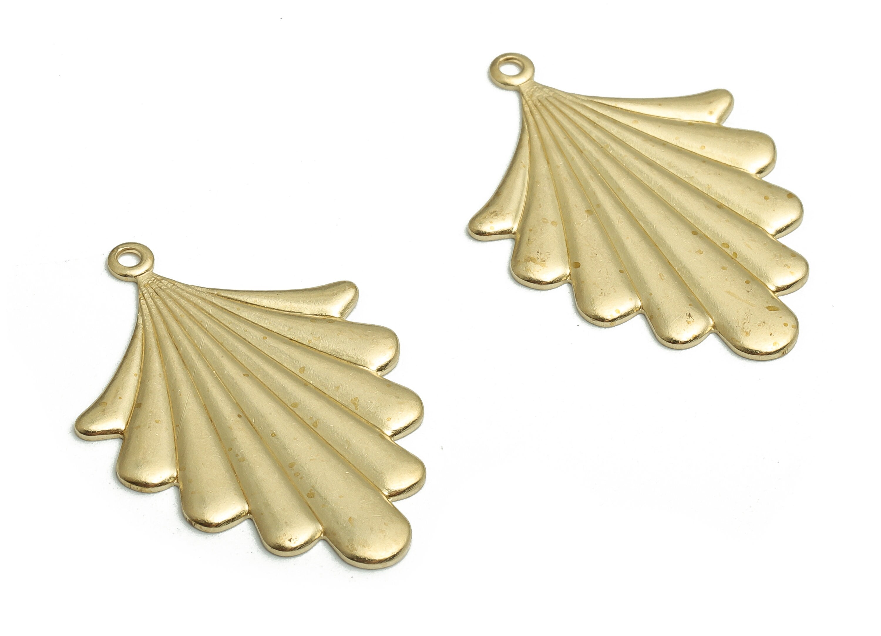 Brass Leaves Earring Charms - Raw Brass Leaves Pendant - DIY Jewelry Making Supplies - 31.56x21.77x0.91mm - PP4725 - DOMEDBAZAAR