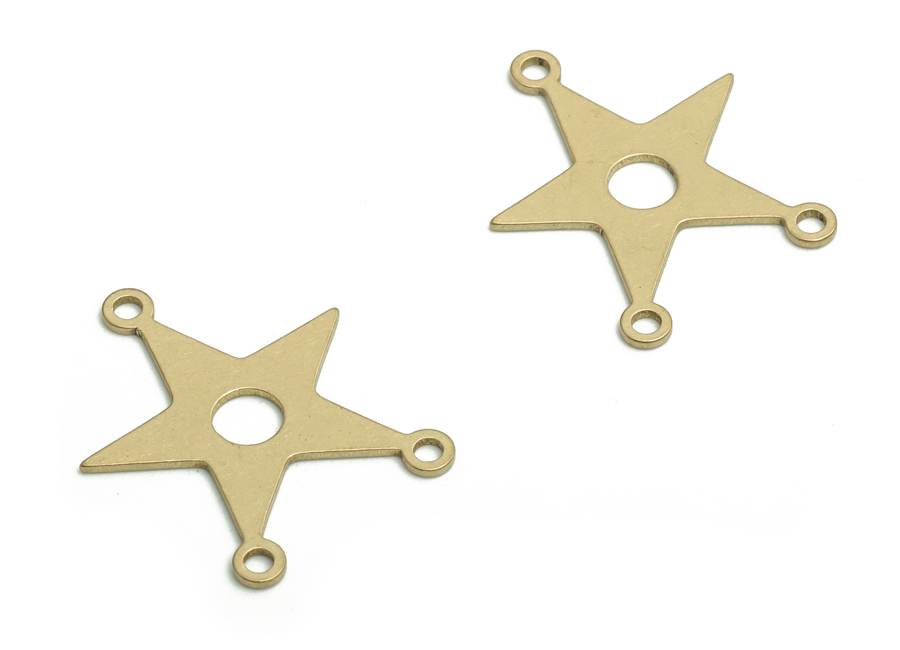 Brass Star Earring Connectors - Raw Brass Star Charms and Pendant - Jewelry Making Supplies - 19.66x17.88x0.6mm - PP4766 - DOMEDBAZAAR