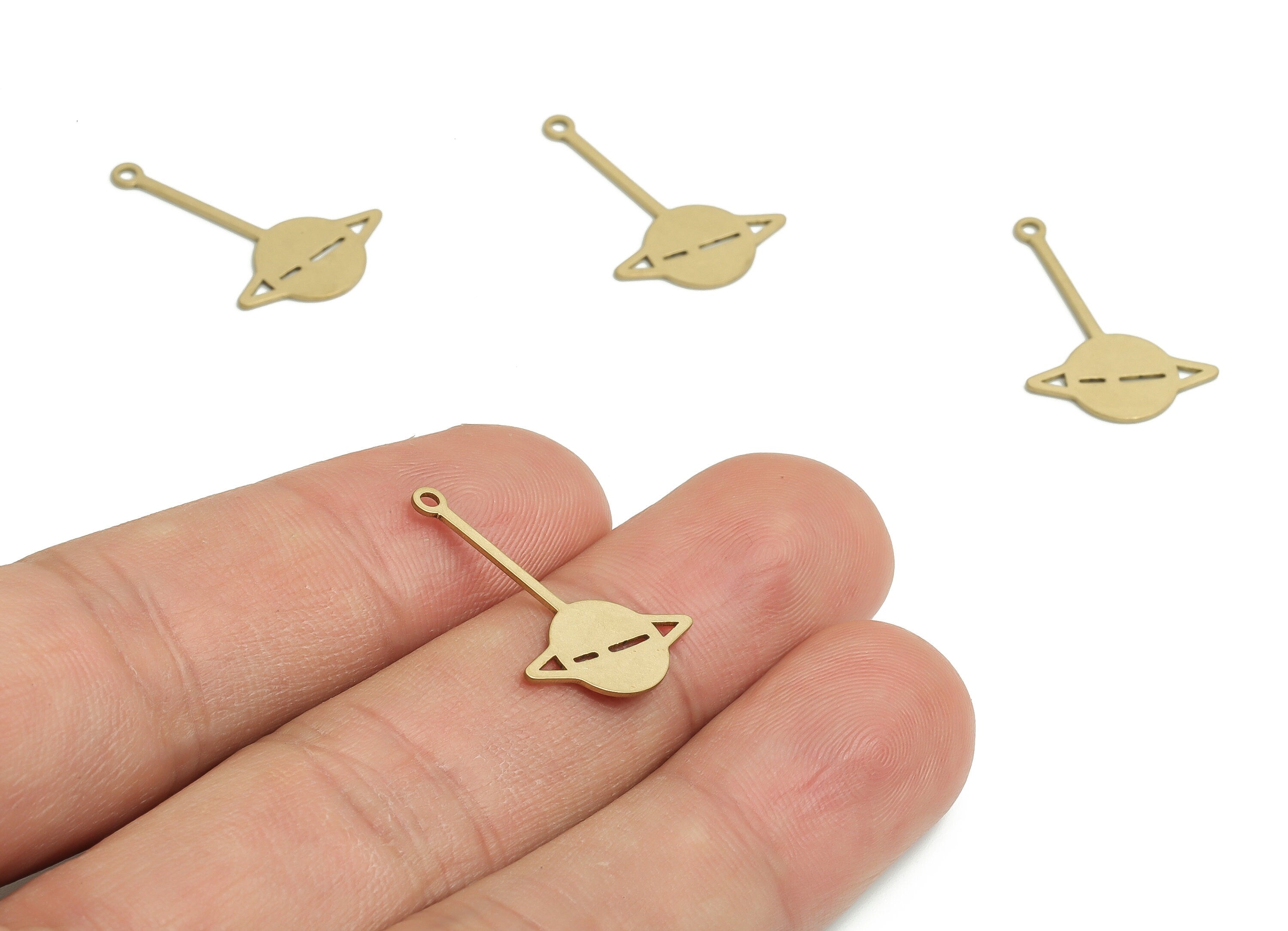 Brass Universe Earring Charms - Raw Brass Universe Pendant - DIY Jewelry Making Supplies - 22.99x15.31x0.58mm - PP4752 - DOMEDBAZAAR