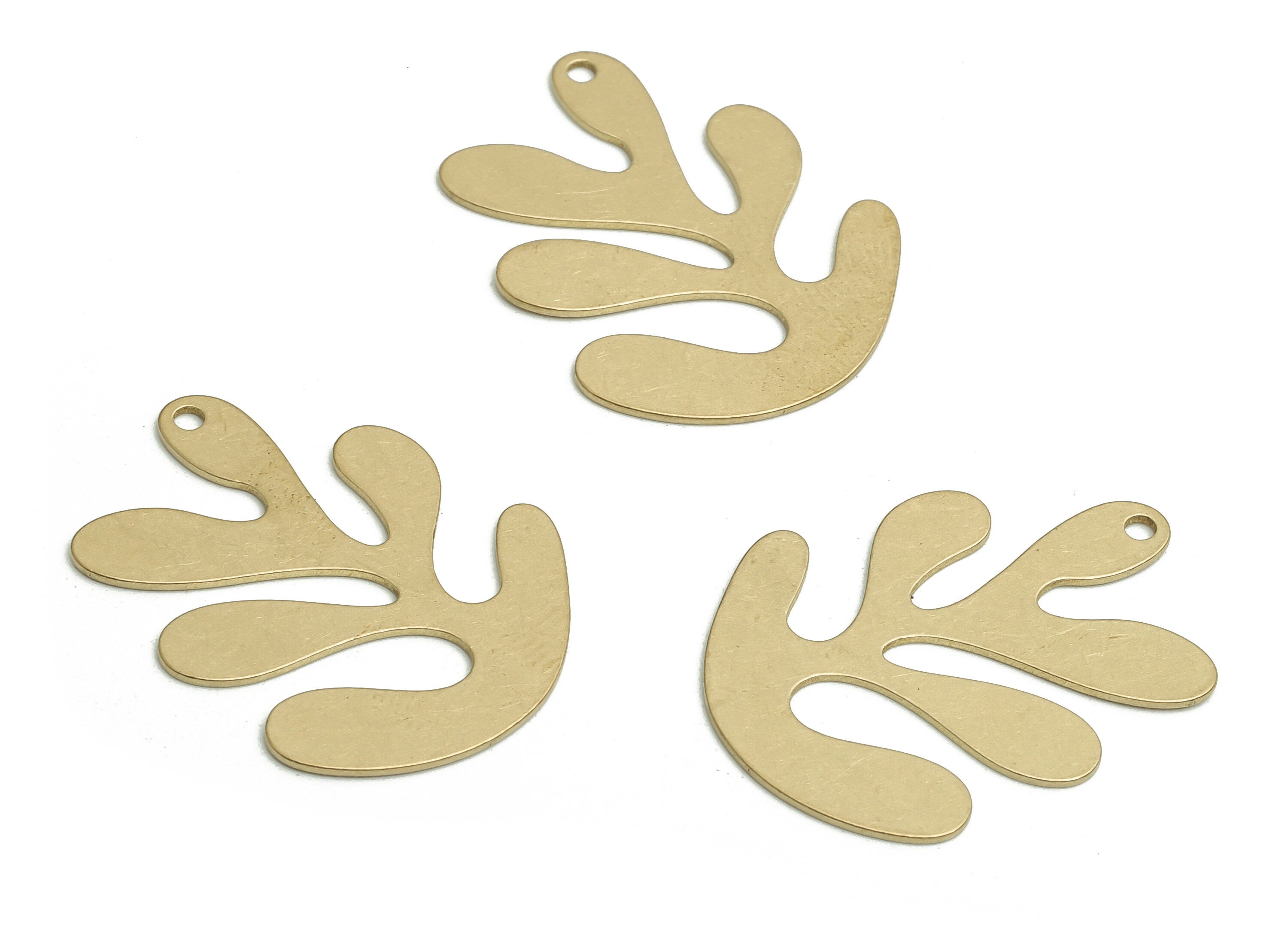 Brass Leaf Earring Charms - Raw Brass Leaf Pendant - DIY Jewelry Making Supplies - 25.53x20.28x0.58mm - PP4742 - DOMEDBAZAAR
