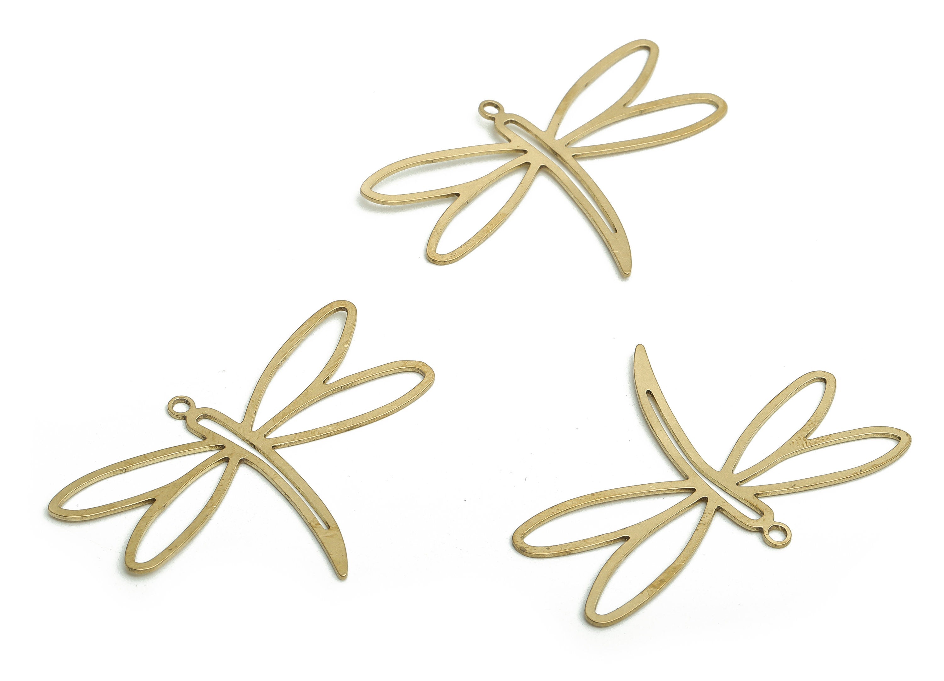 Brass Dragonfly Earring Charms - Raw Brass Dragonfly Pendant - DIY Jewelry Making Supplies - 45.88x31.74x0.66mm - PP4623 - DOMEDBAZAAR
